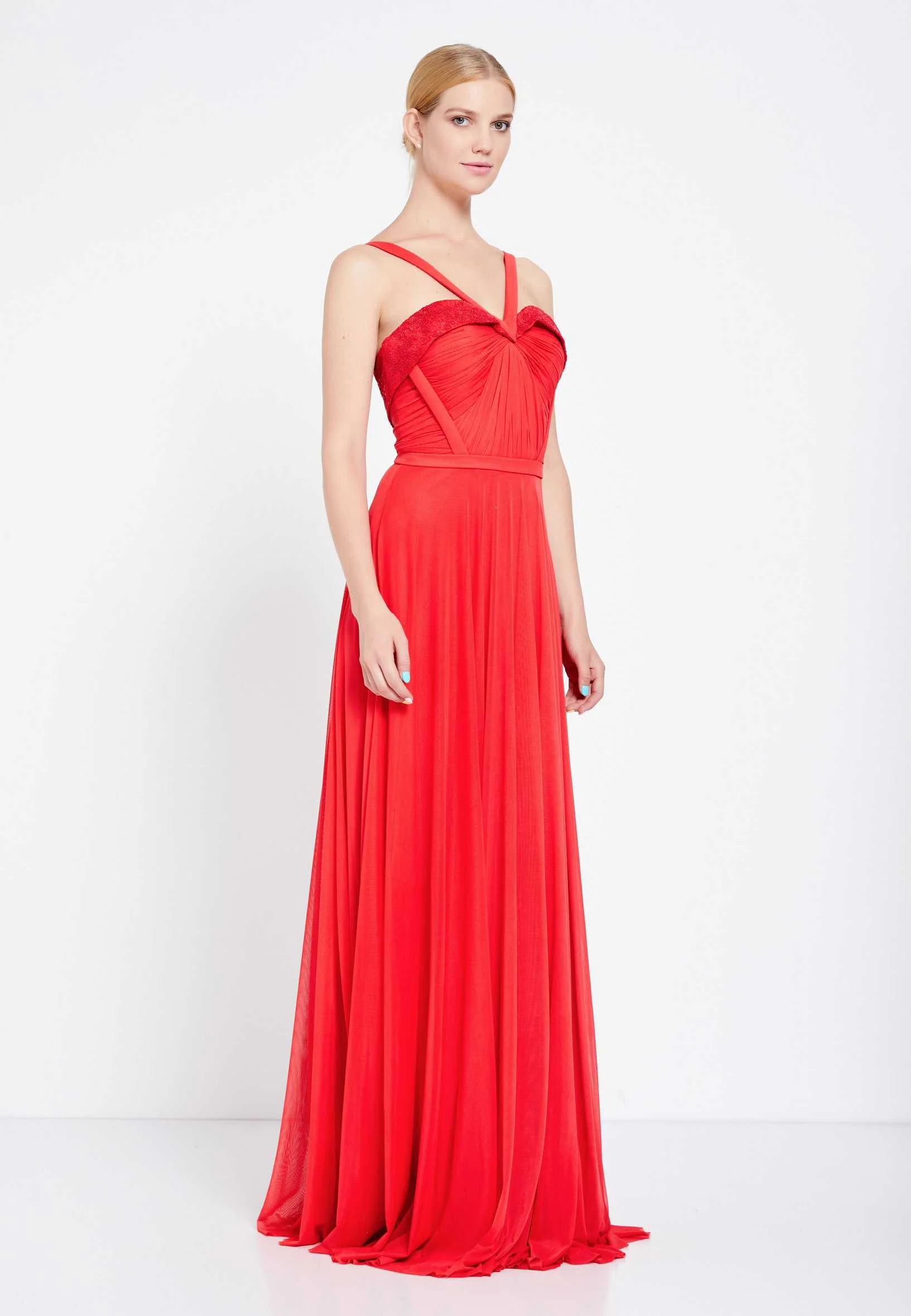 Sleeveless Maxi Chiffon Column Regular Wedding Guest Dress rmn2495 - Image 15
