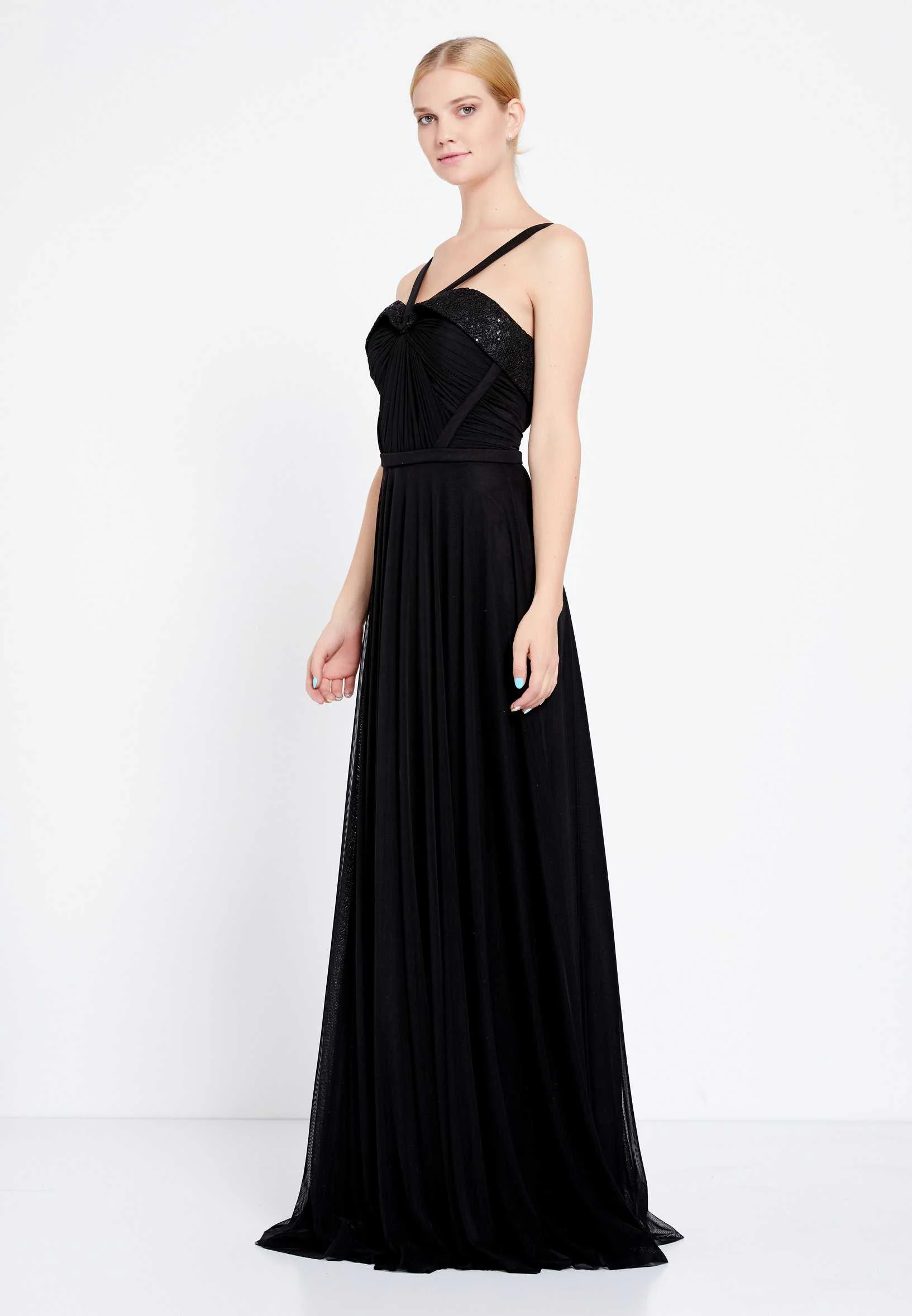Sleeveless Maxi Chiffon Column Regular Wedding Guest Dress rmn2495 - Image 3