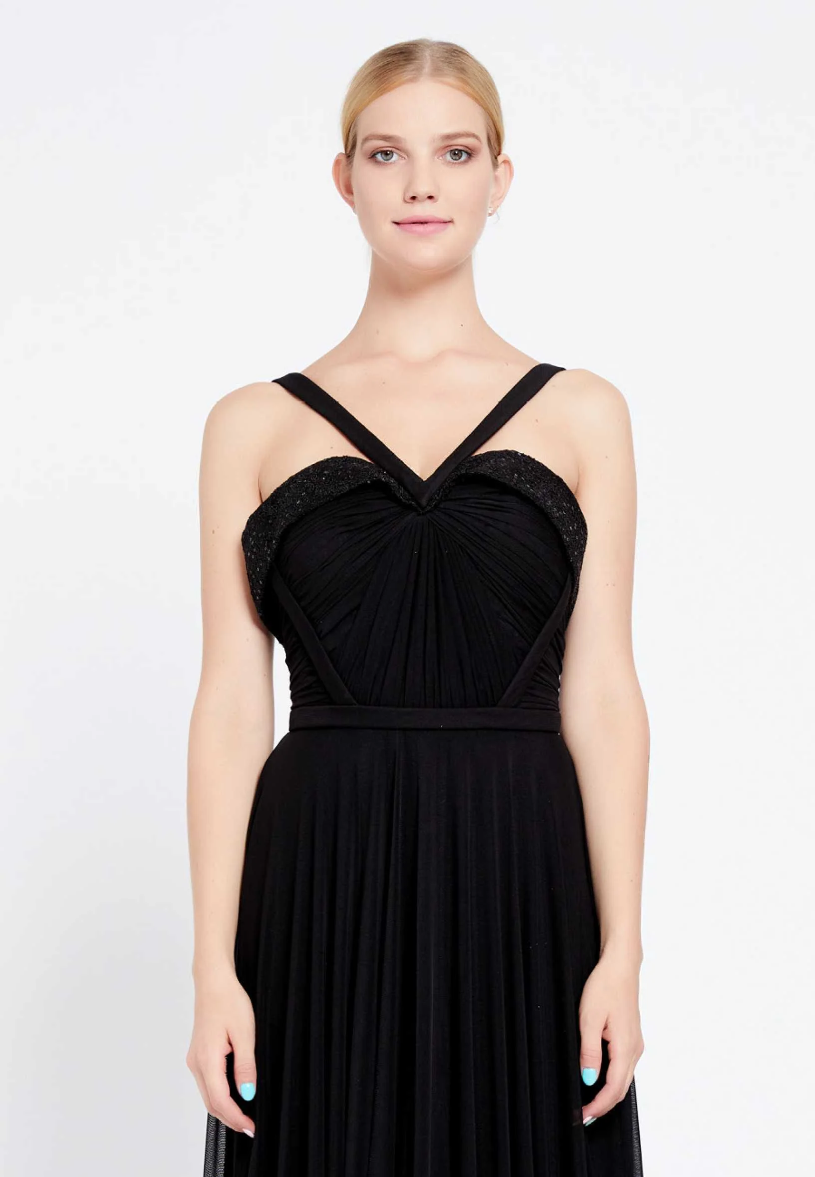 Sleeveless Maxi Chiffon Column Regular Wedding Guest Dress rmn2495 - Image 4