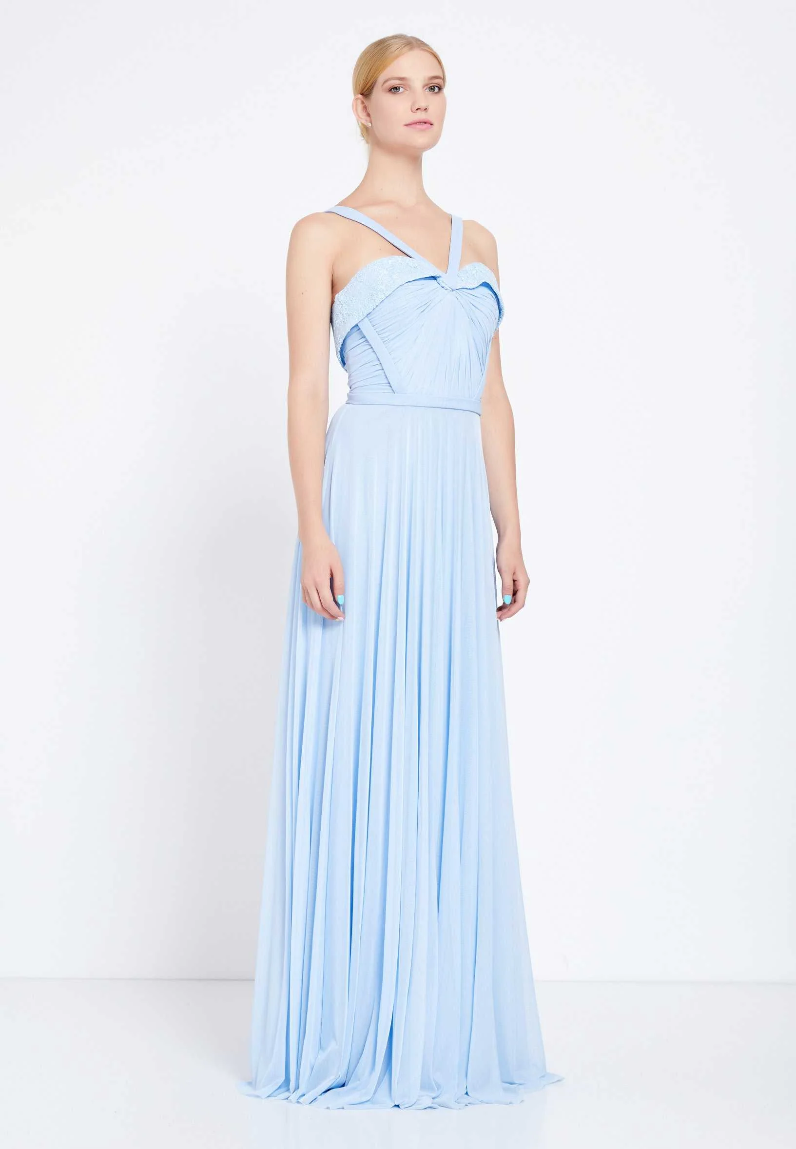 Sleeveless Maxi Chiffon Column Regular Wedding Guest Dress rmn2495 - Image 7