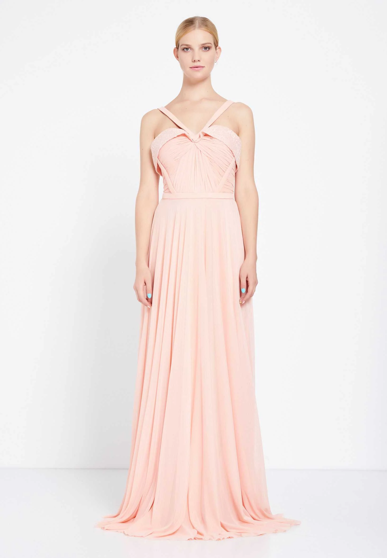 Sleeveless Maxi Chiffon Column Regular Wedding Guest Dress rmn2495 - Image 9
