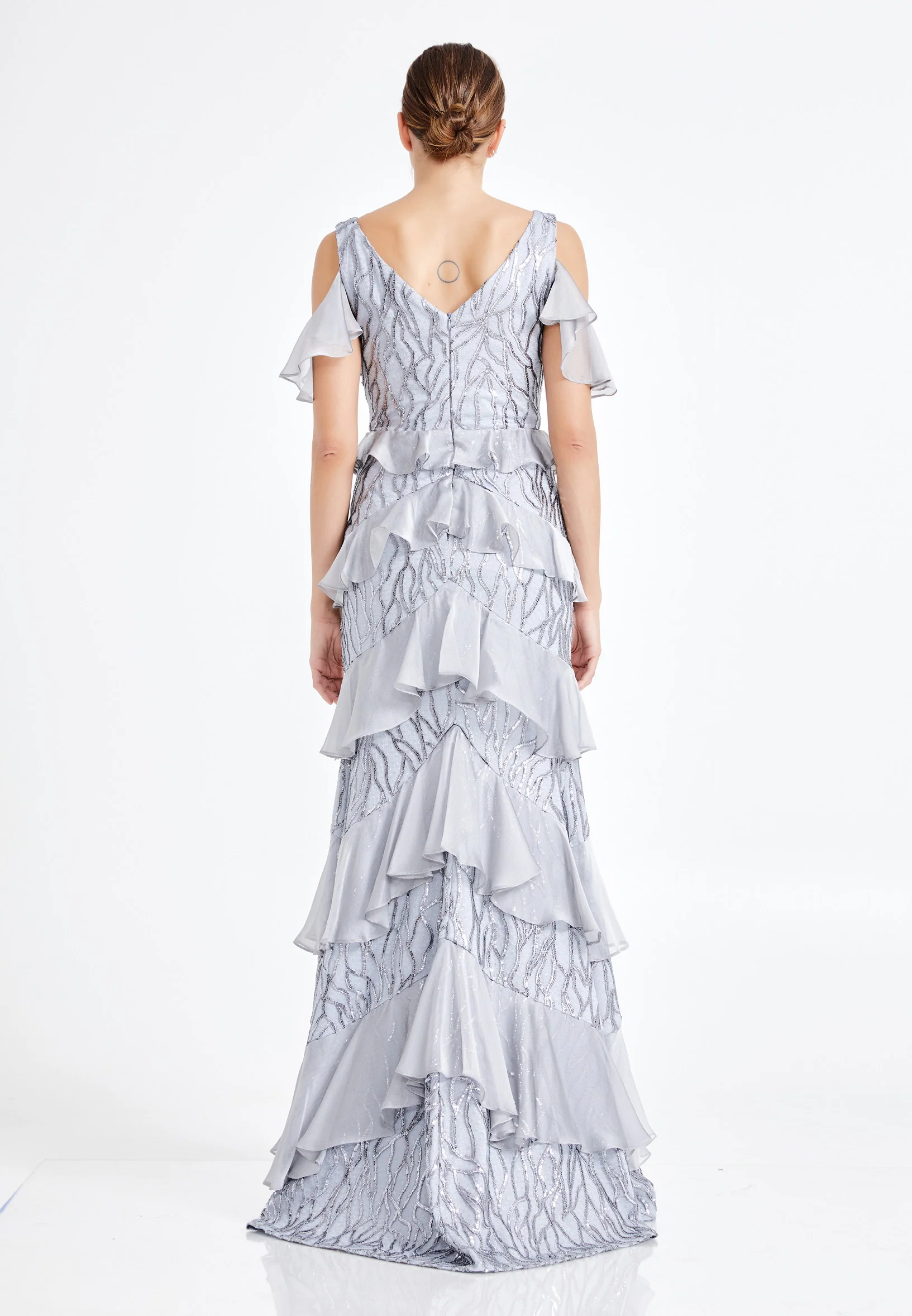 Sleeveless Maxi Chiffon Column Regular Wedding Guest Dress rmn2943 - Image 10