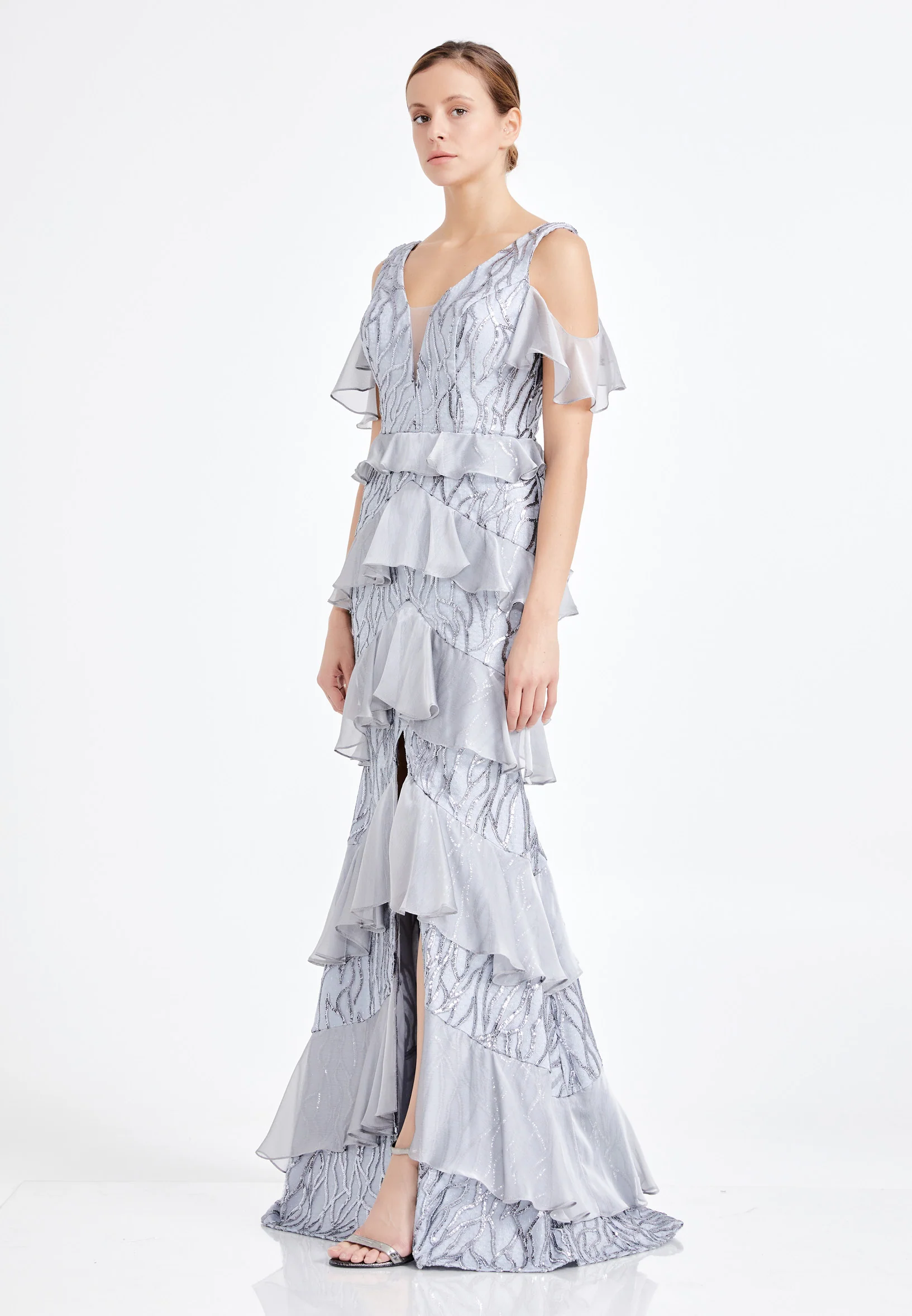 Sleeveless Maxi Chiffon Column Regular Wedding Guest Dress rmn2943 - Image 11