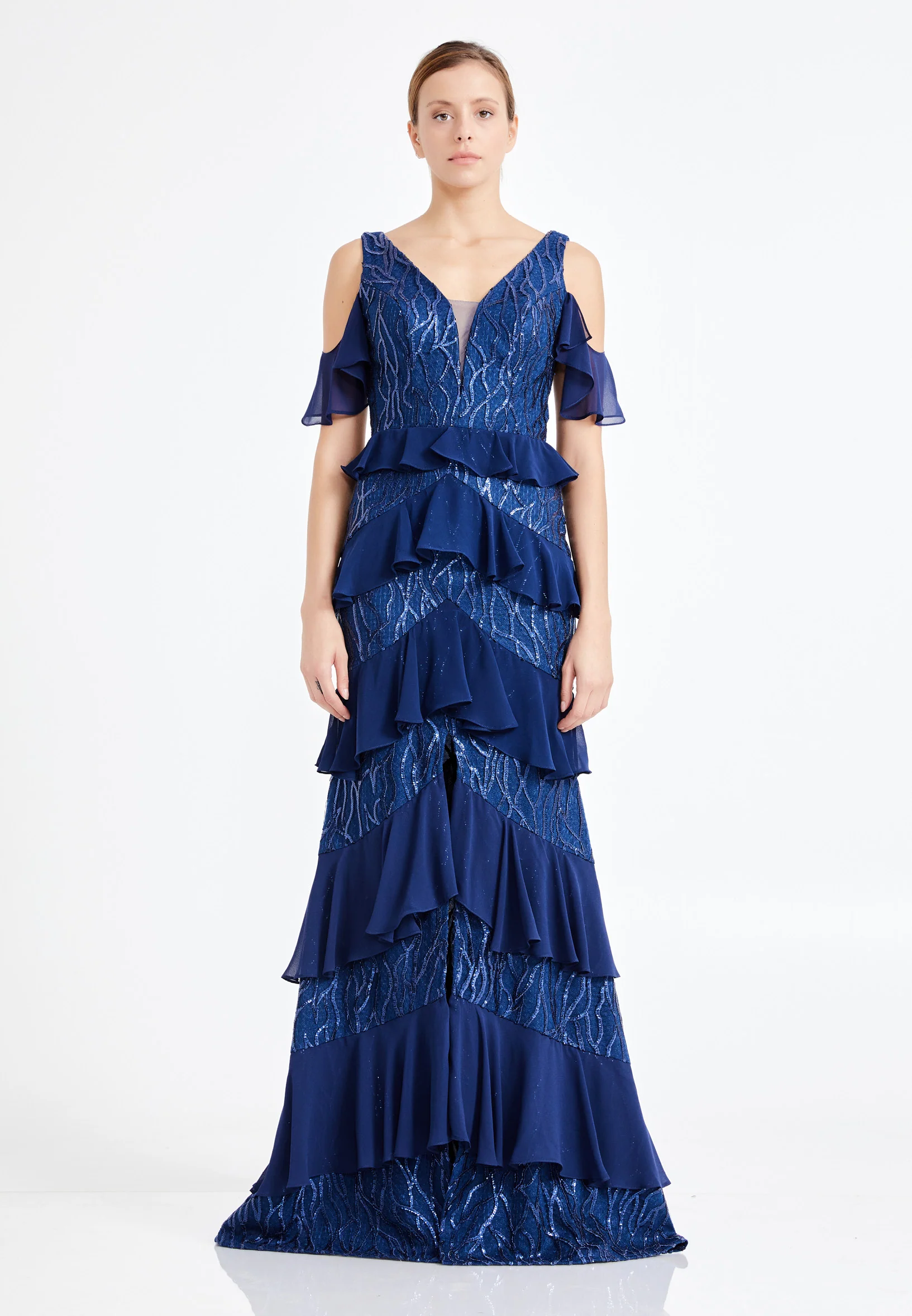 Sleeveless Maxi Chiffon Column Regular Wedding Guest Dress rmn2943 - Image 13