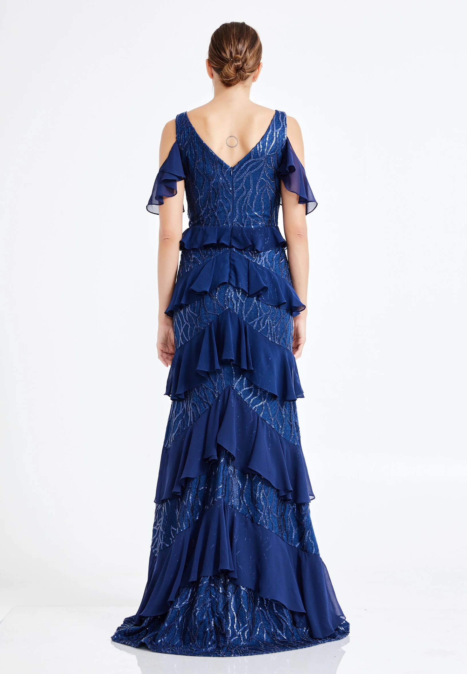 Sleeveless Maxi Chiffon Column Regular Wedding Guest Dress rmn2943 - Image 14
