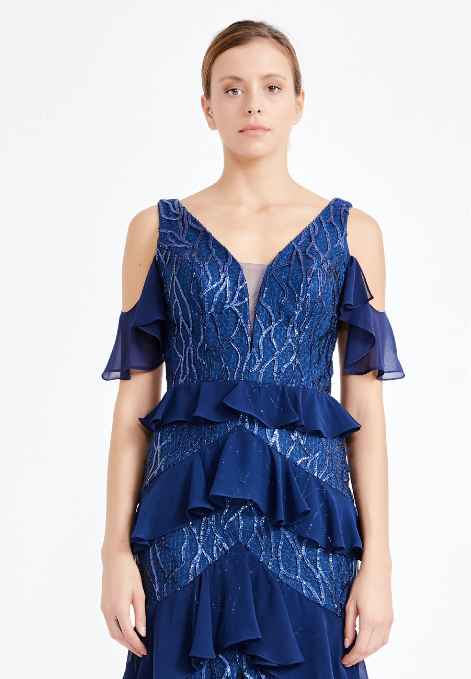 Sleeveless Maxi Chiffon Column Regular Wedding Guest Dress rmn2943 - Image 16