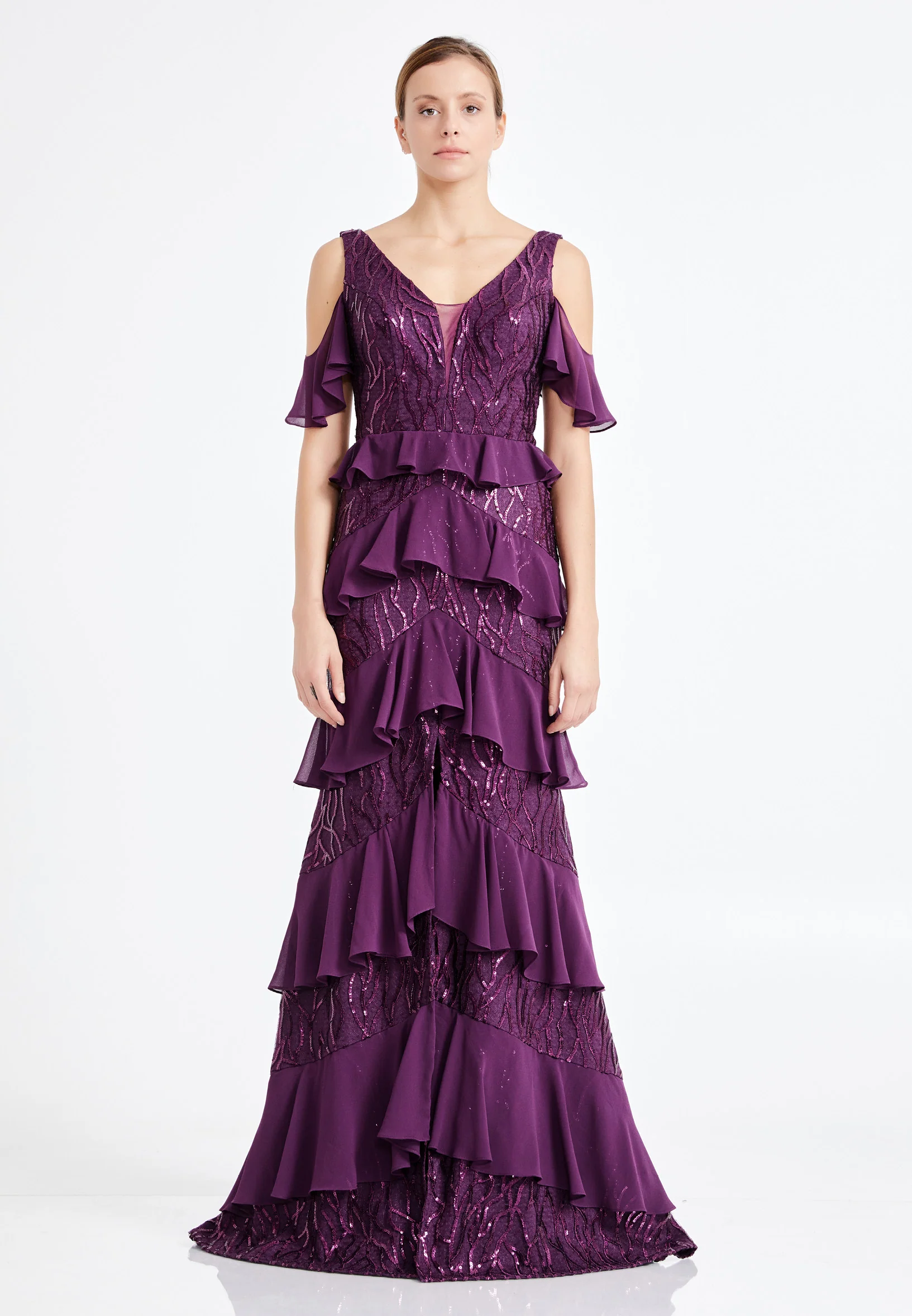 Sleeveless Maxi Chiffon Column Regular Wedding Guest Dress rmn2943 - Image 17