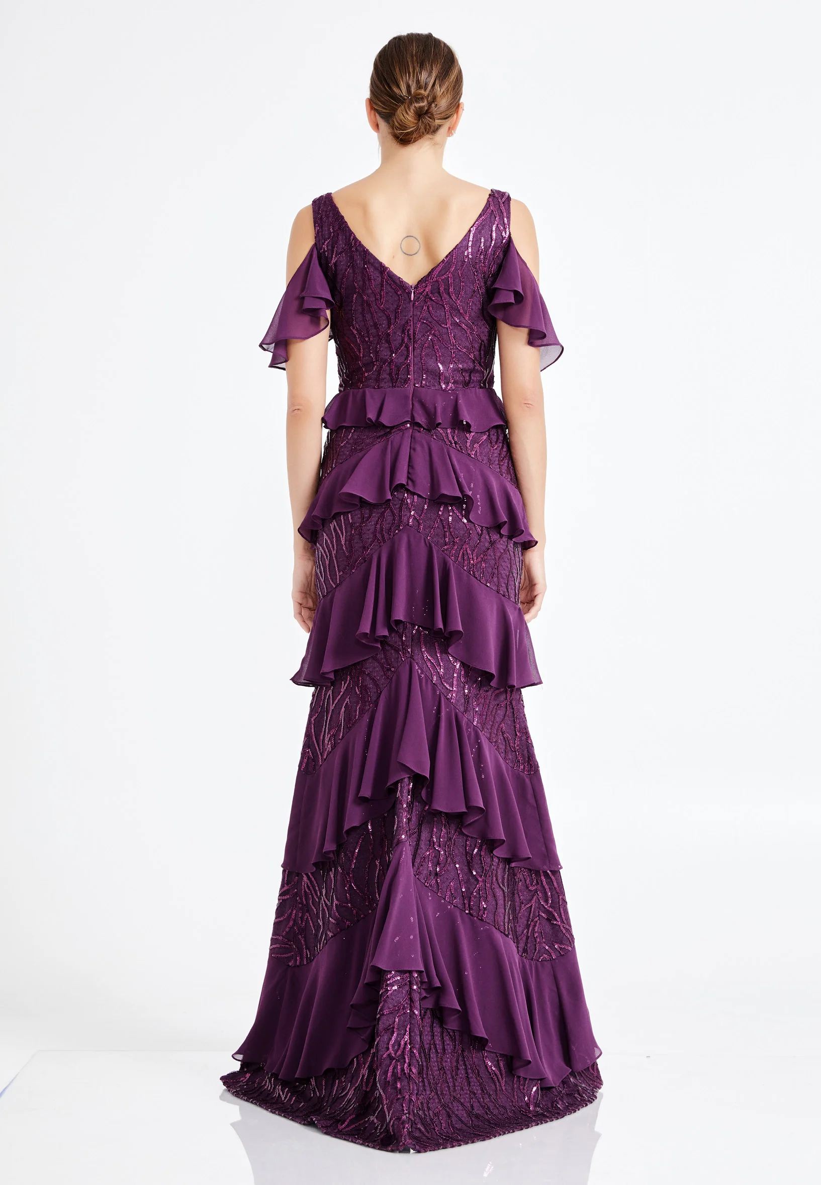 Sleeveless Maxi Chiffon Column Regular Wedding Guest Dress rmn2943 - Image 18