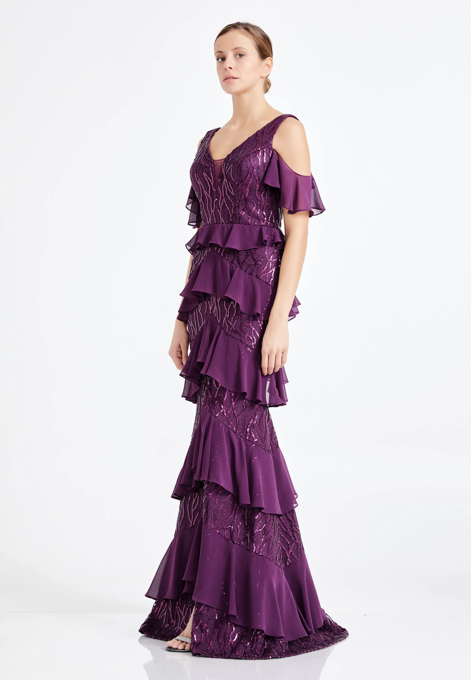 Sleeveless Maxi Chiffon Column Regular Wedding Guest Dress rmn2943 - Image 19