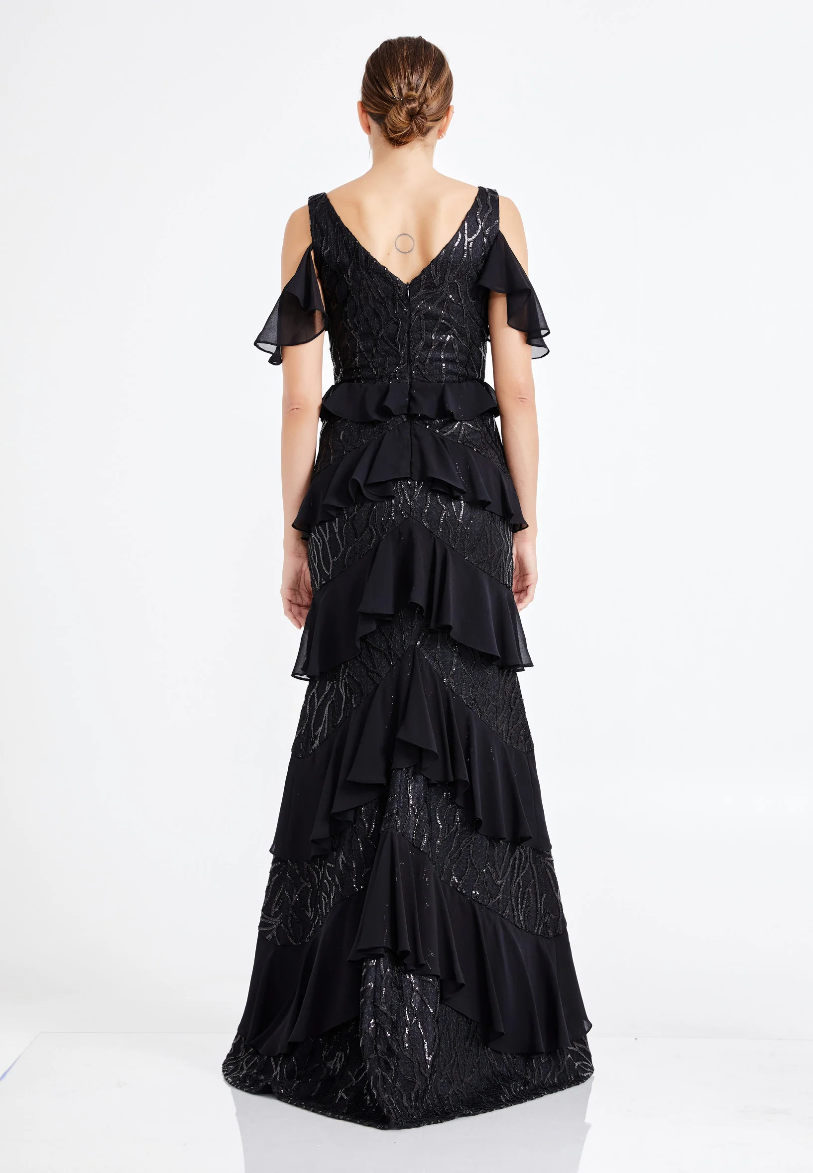 Sleeveless Maxi Chiffon Column Regular Wedding Guest Dress rmn2943 - Image 2
