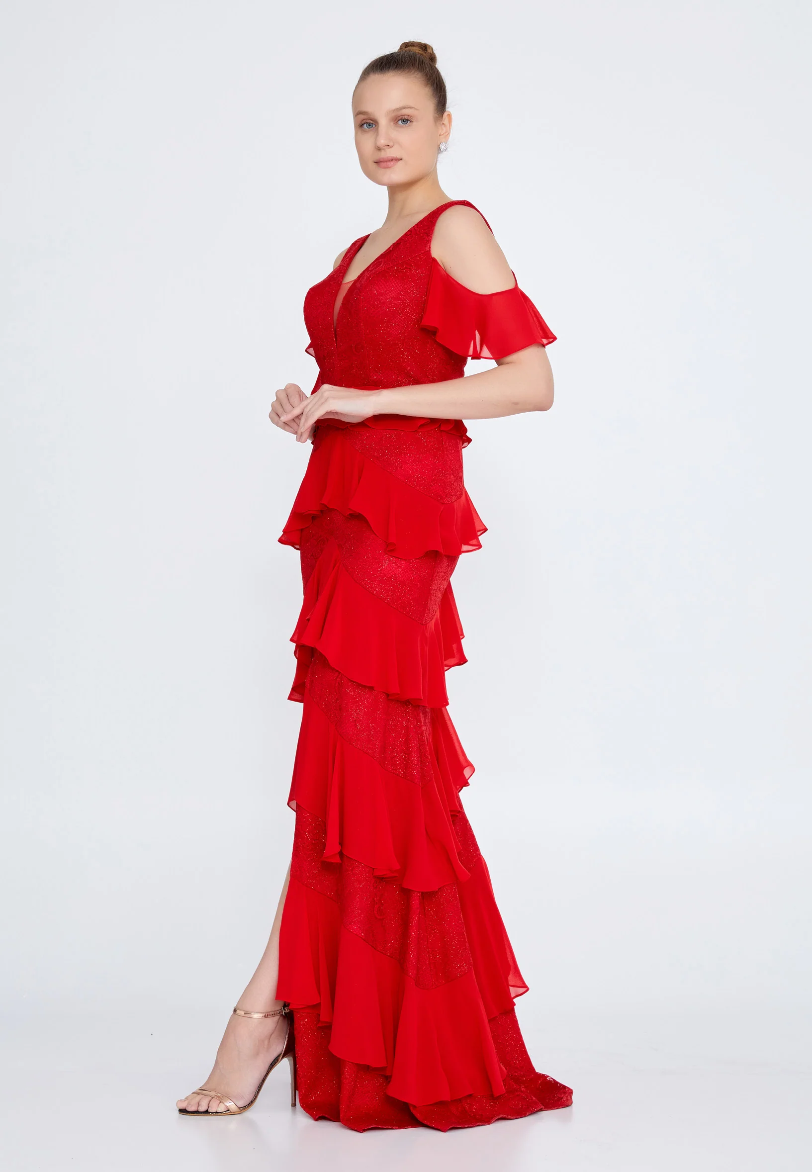 Sleeveless Maxi Chiffon Column Regular Wedding Guest Dress rmn2943 - Image 23