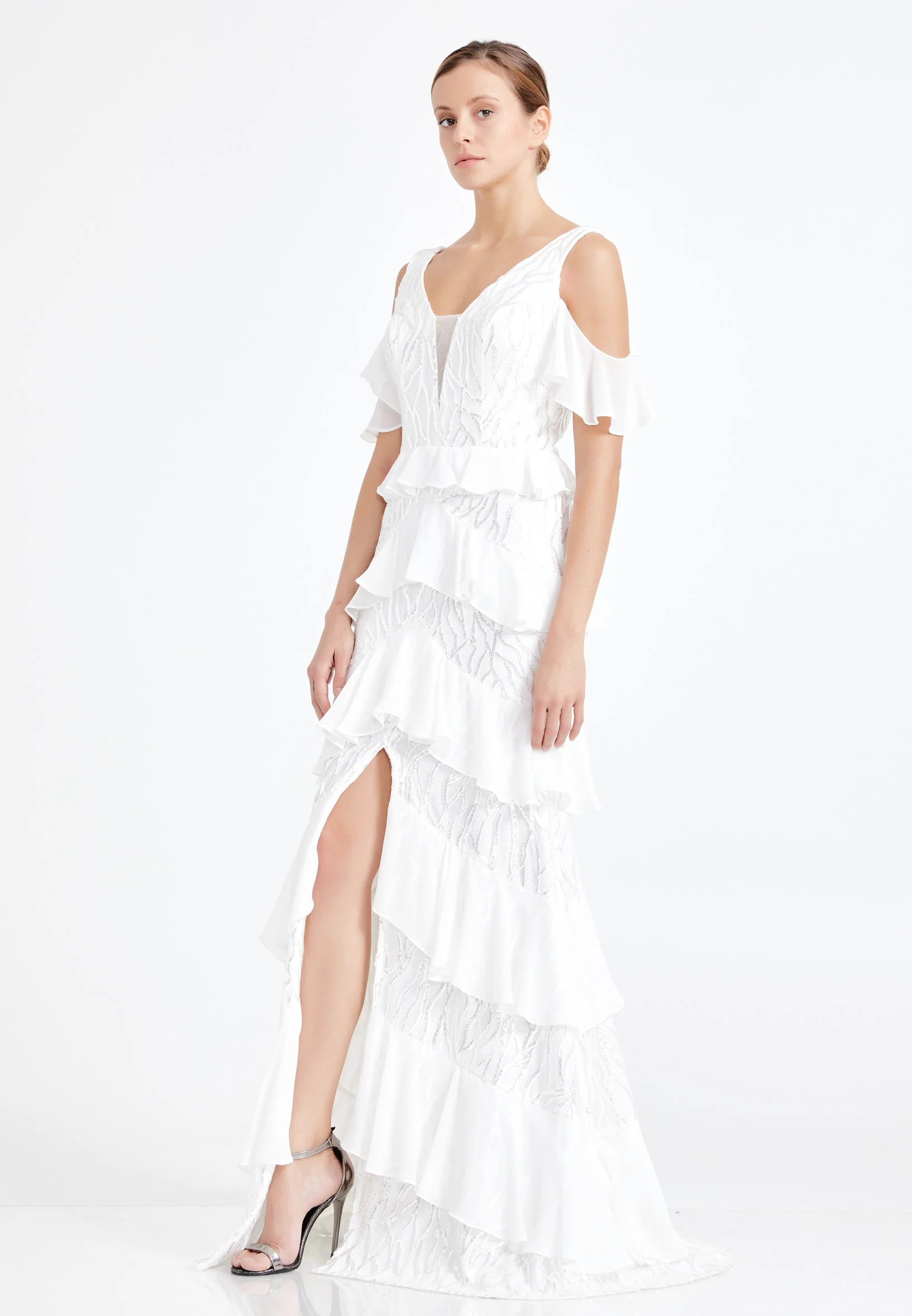 Sleeveless Maxi Chiffon Column Regular Wedding Guest Dress rmn2943 - Image 27
