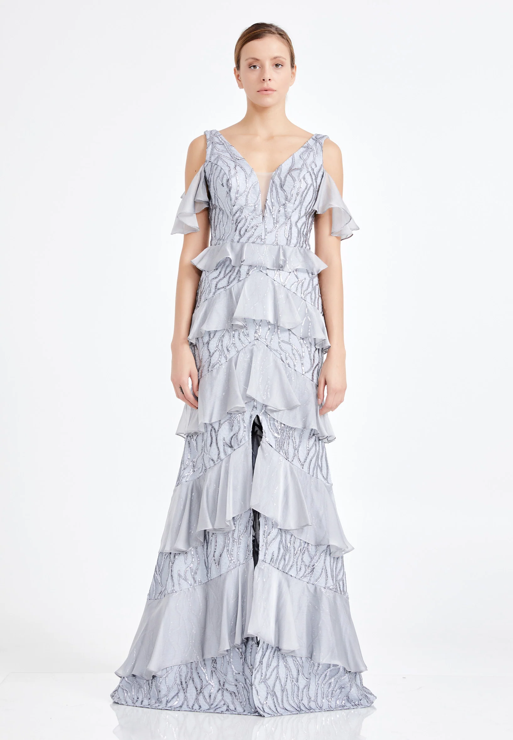 Sleeveless Maxi Chiffon Column Regular Wedding Guest Dress rmn2943 - Image 9