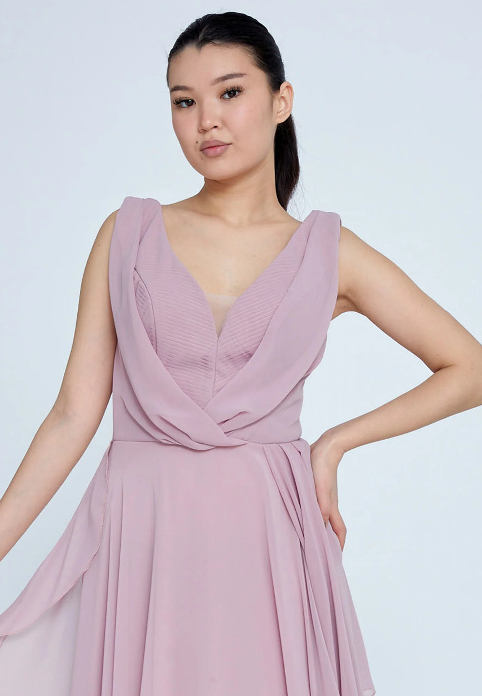 Sleeveless Maxi Chiffon Column Regular Wedding Guest Dress rmn3111 - Image 28