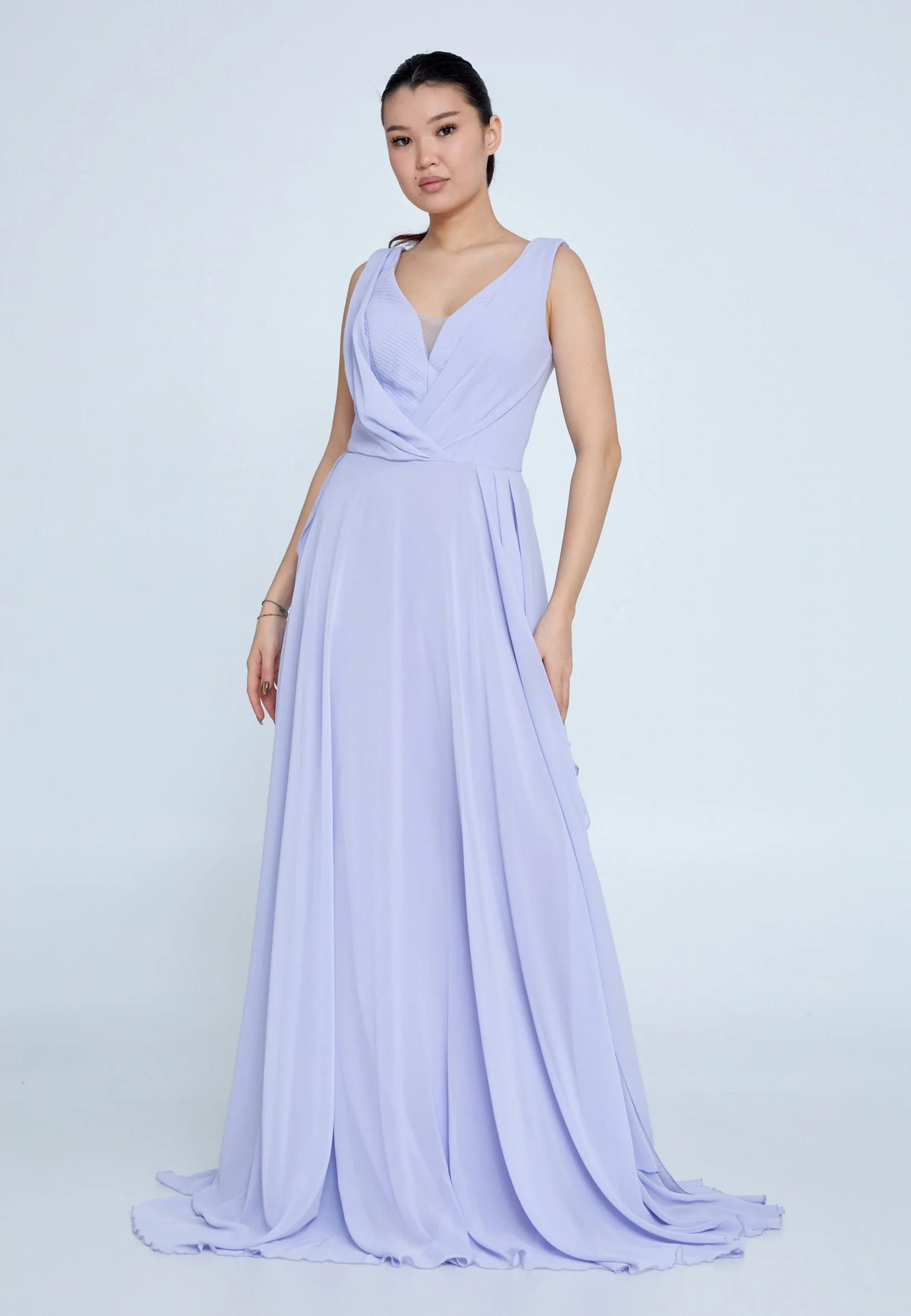 Sleeveless Maxi Chiffon Column Regular Wedding Guest Dress rmn3111 - Image 29