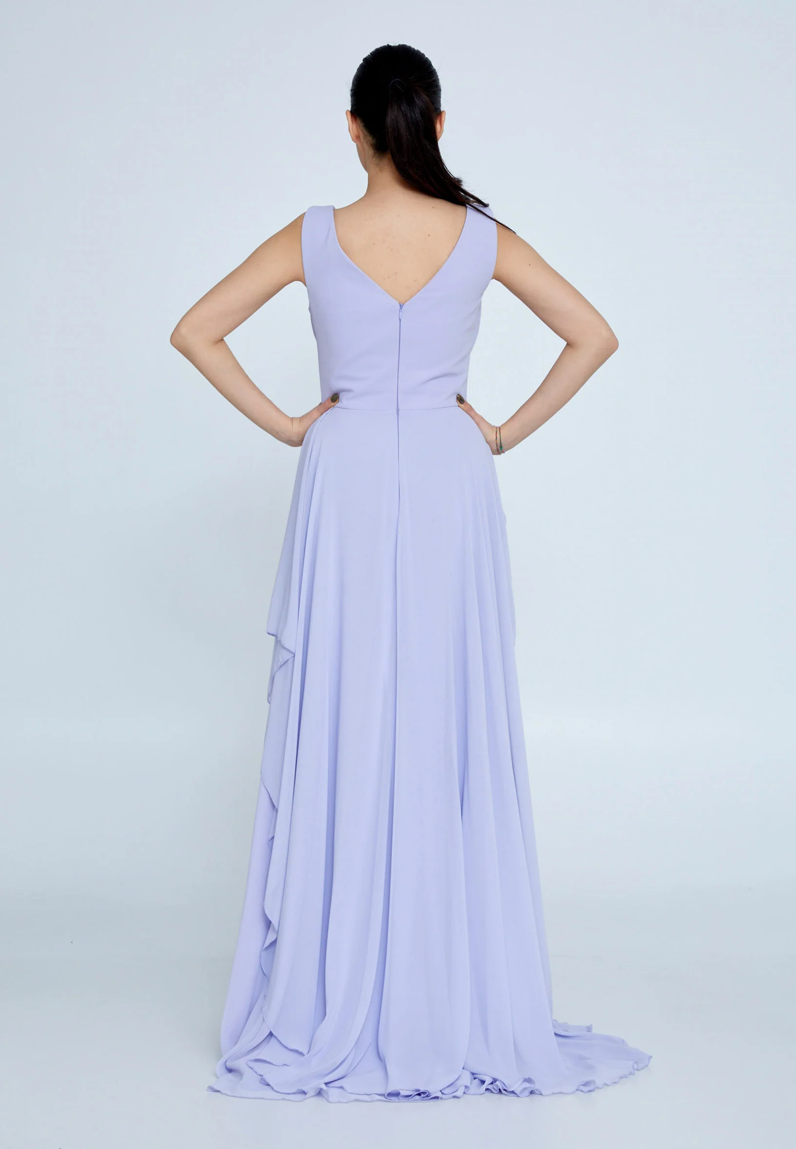 Sleeveless Maxi Chiffon Column Regular Wedding Guest Dress rmn3111 - Image 30