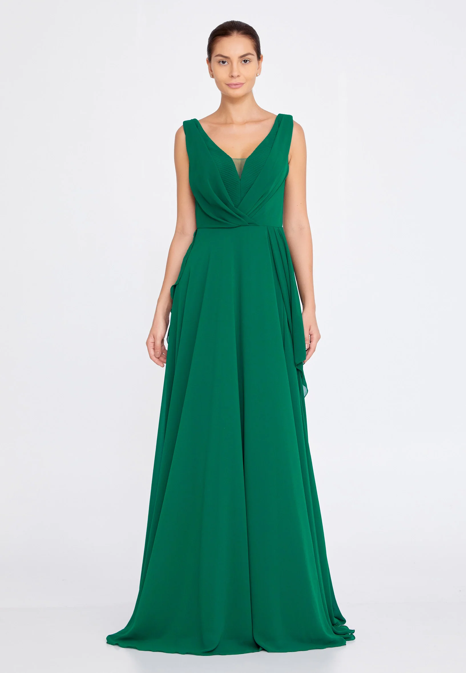 Sleeveless Maxi Chiffon Column Regular Wedding Guest Dress rmn3111 - Image 5