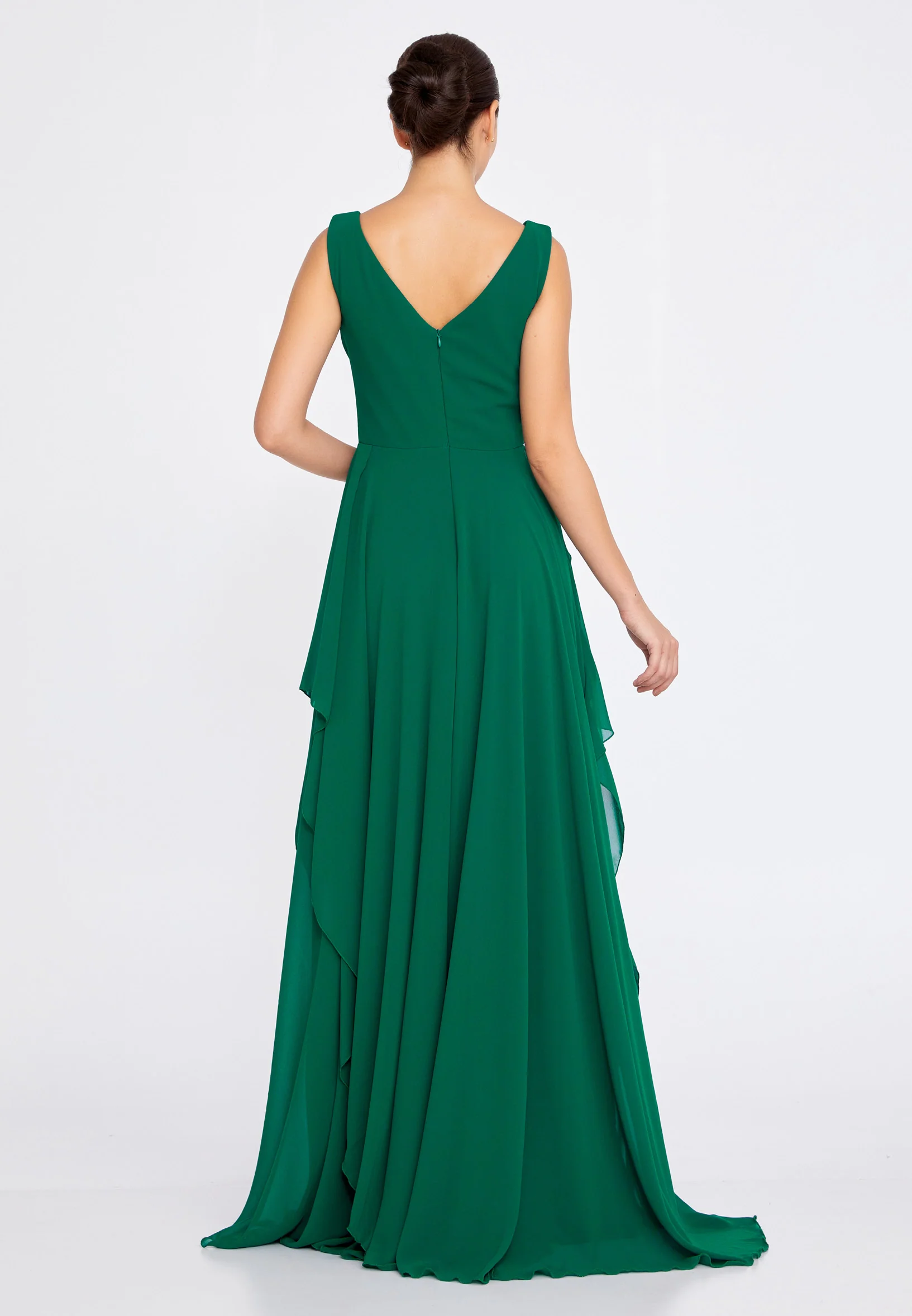 Sleeveless Maxi Chiffon Column Regular Wedding Guest Dress rmn3111 - Image 6