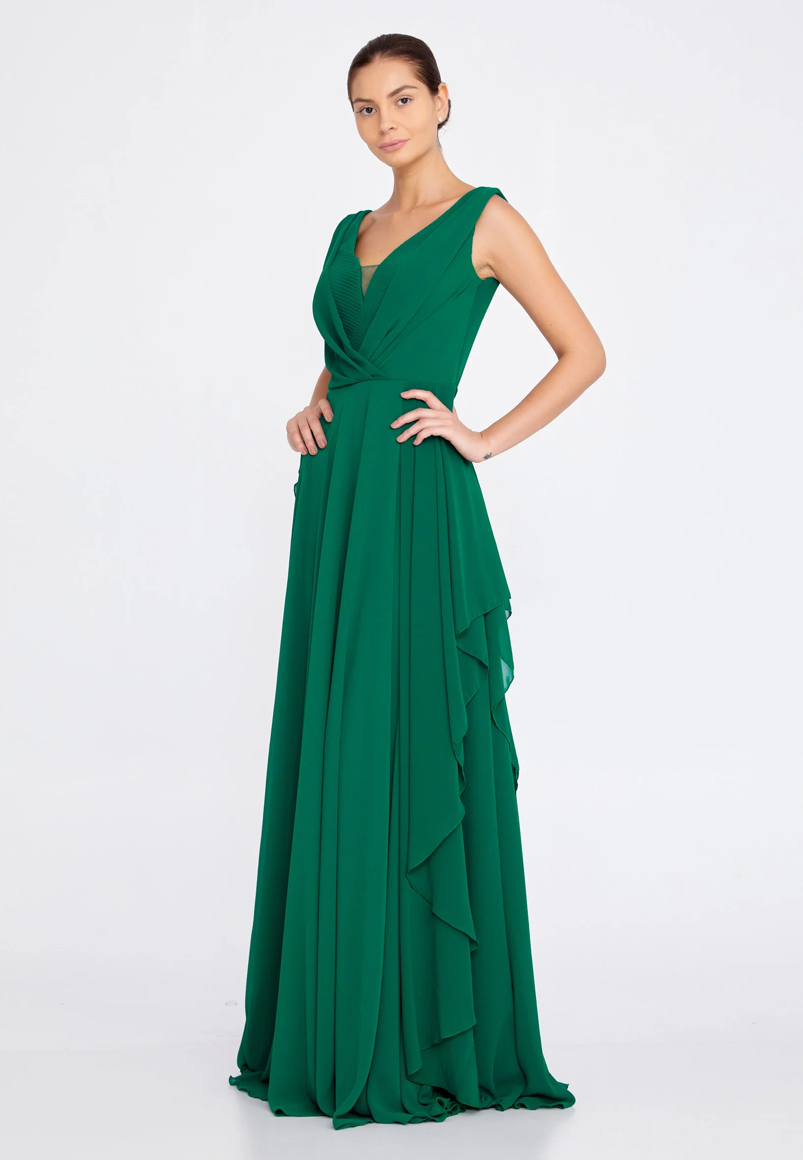 Sleeveless Maxi Chiffon Column Regular Wedding Guest Dress rmn3111 - Image 7