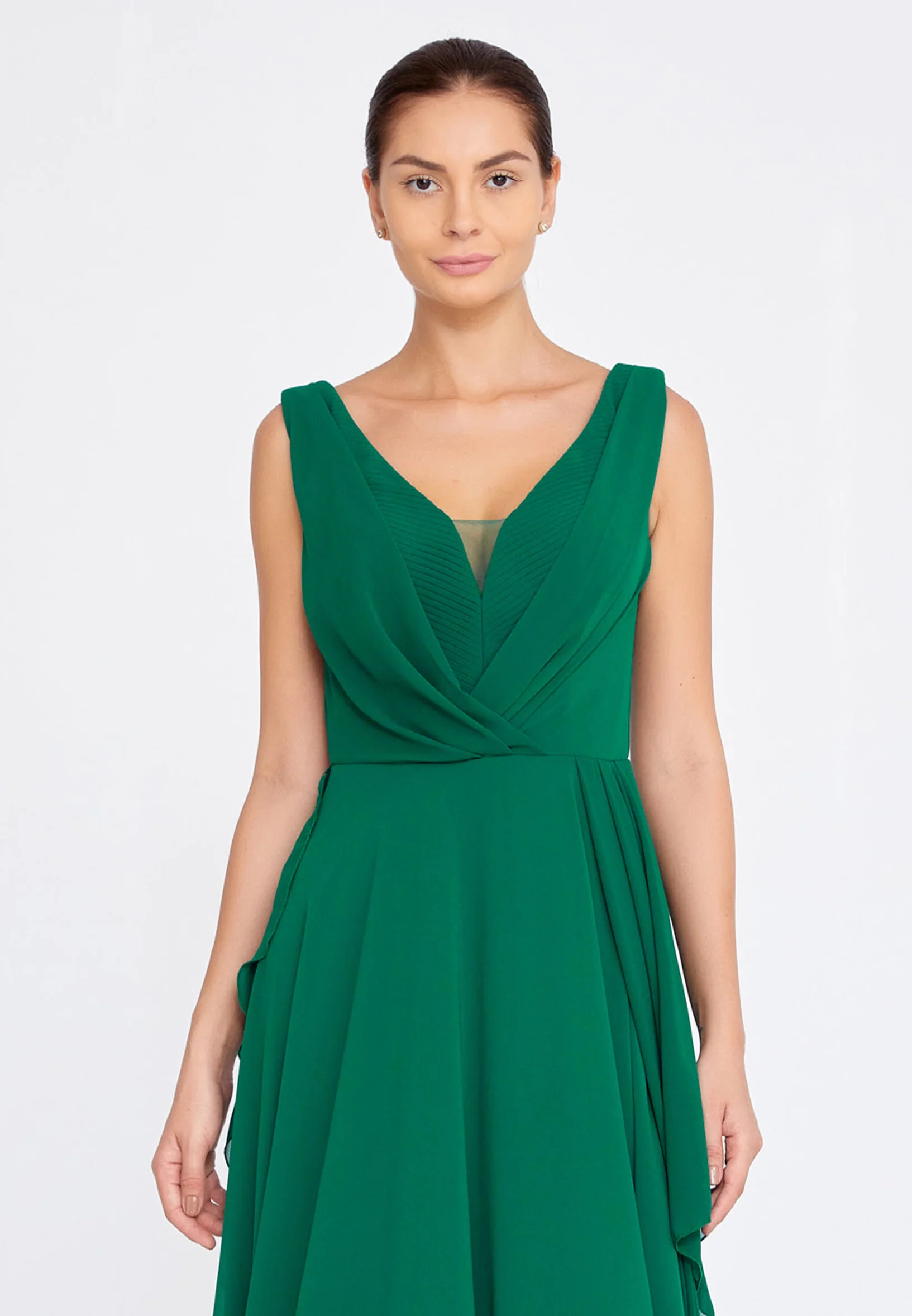 Sleeveless Maxi Chiffon Column Regular Wedding Guest Dress rmn3111 - Image 8