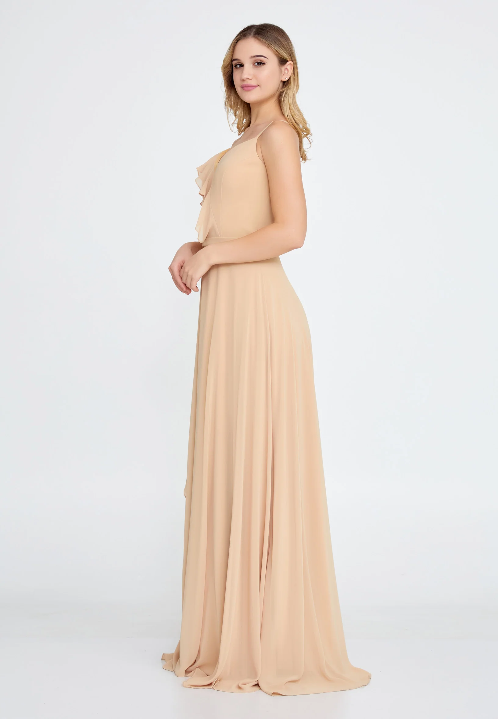 Sleeveless Maxi Chiffon Column Regular Wedding Guest Dress ses1827 - Image 11