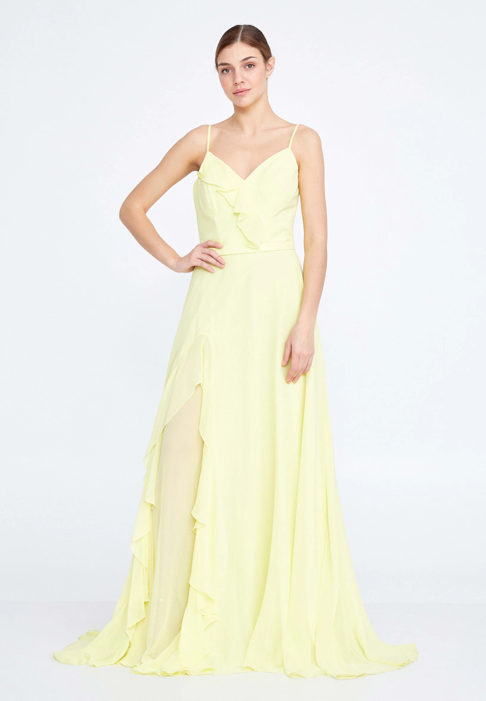 Sleeveless Maxi Chiffon Column Regular Wedding Guest Dress ses1827 - Image 13
