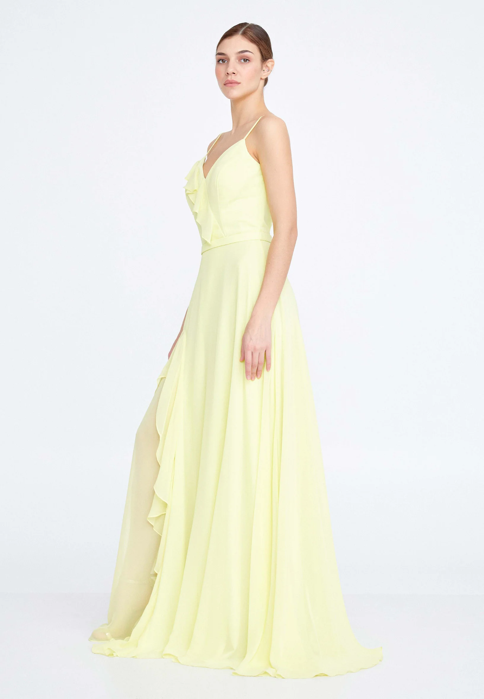 Sleeveless Maxi Chiffon Column Regular Wedding Guest Dress ses1827 - Image 15