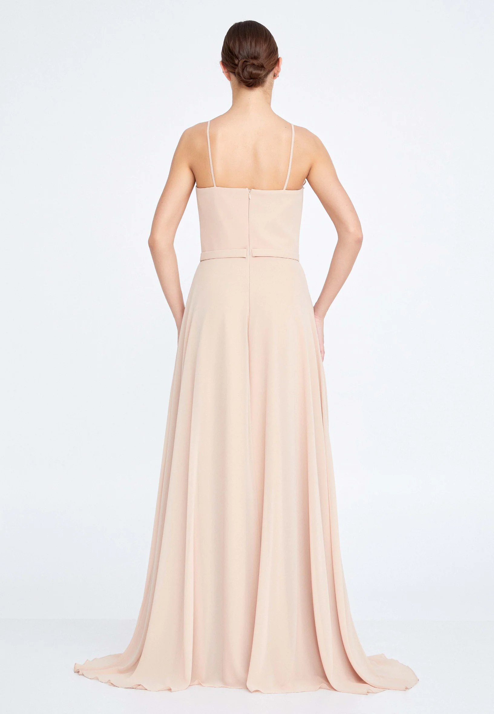 Sleeveless Maxi Chiffon Column Regular Wedding Guest Dress ses1827 - Image 2