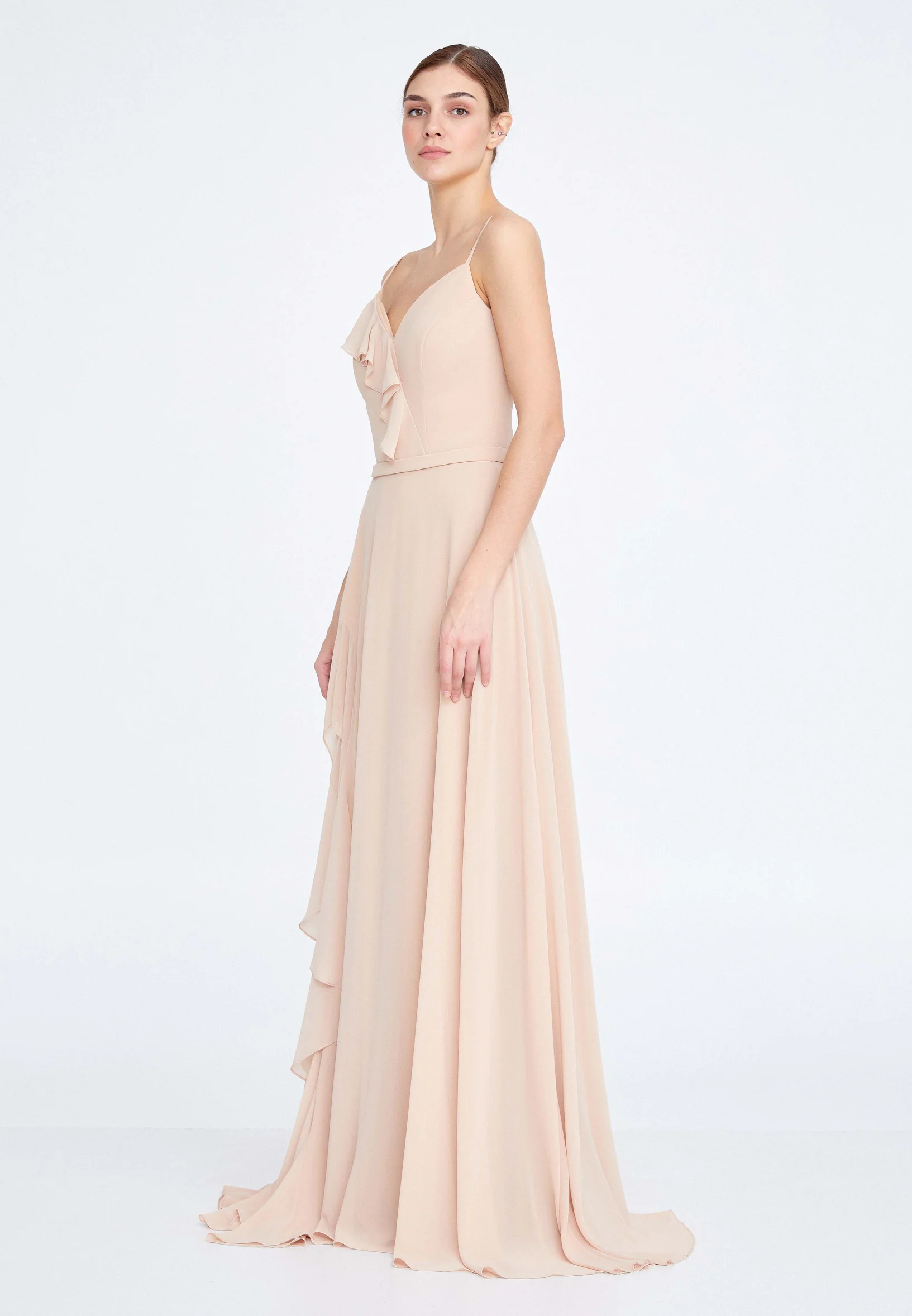 Sleeveless Maxi Chiffon Column Regular Wedding Guest Dress ses1827 - Image 3