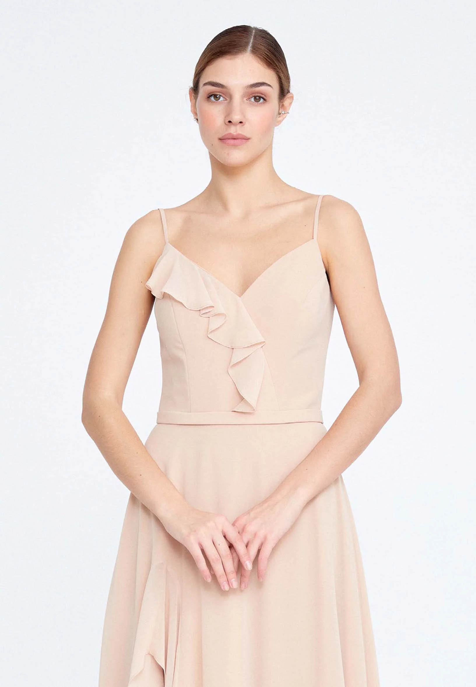 Sleeveless Maxi Chiffon Column Regular Wedding Guest Dress ses1827 - Image 4
