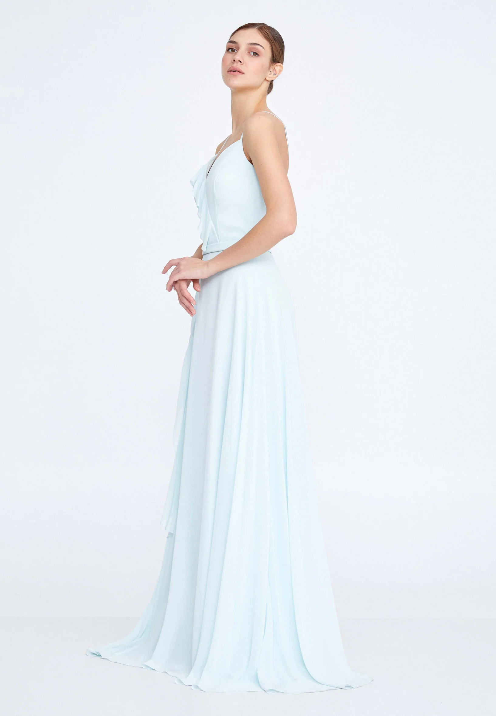Sleeveless Maxi Chiffon Column Regular Wedding Guest Dress ses1827 - Image 7
