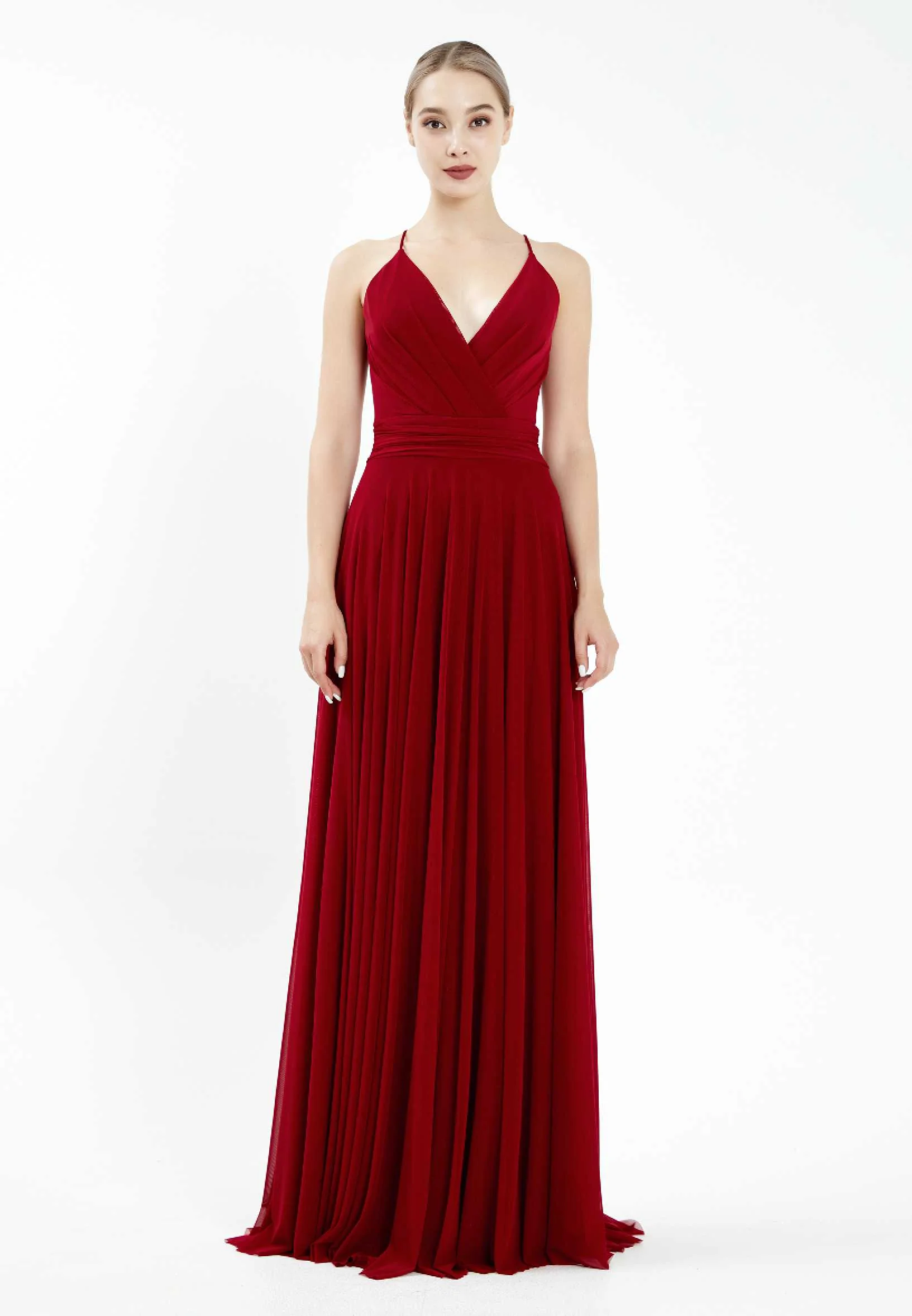 Sleeveless Maxi Chiffon Column Regular Wedding Guest Dress srf7715
