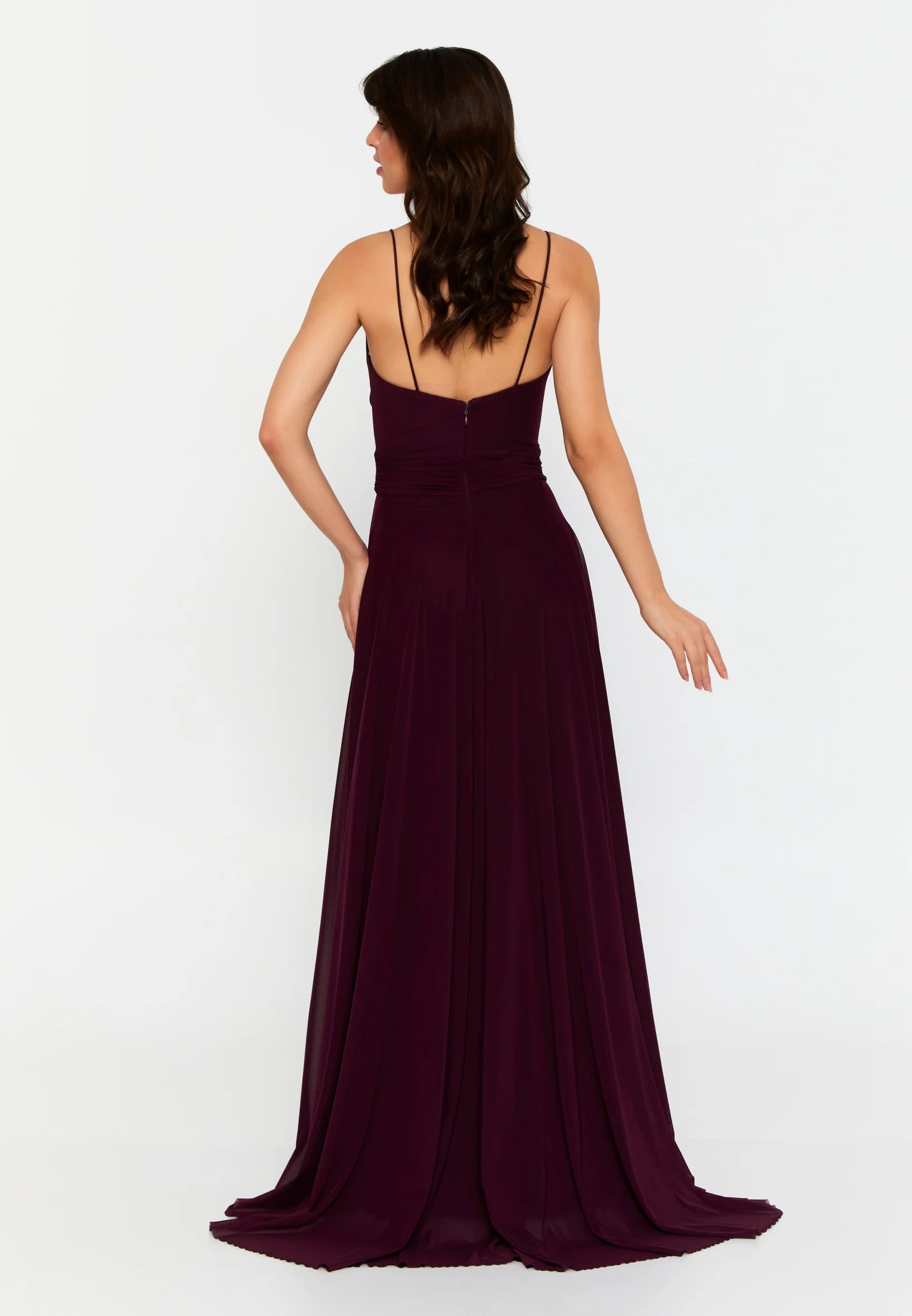 Sleeveless Maxi Chiffon Column Regular Wedding Guest Dress srf7715 - Image 10
