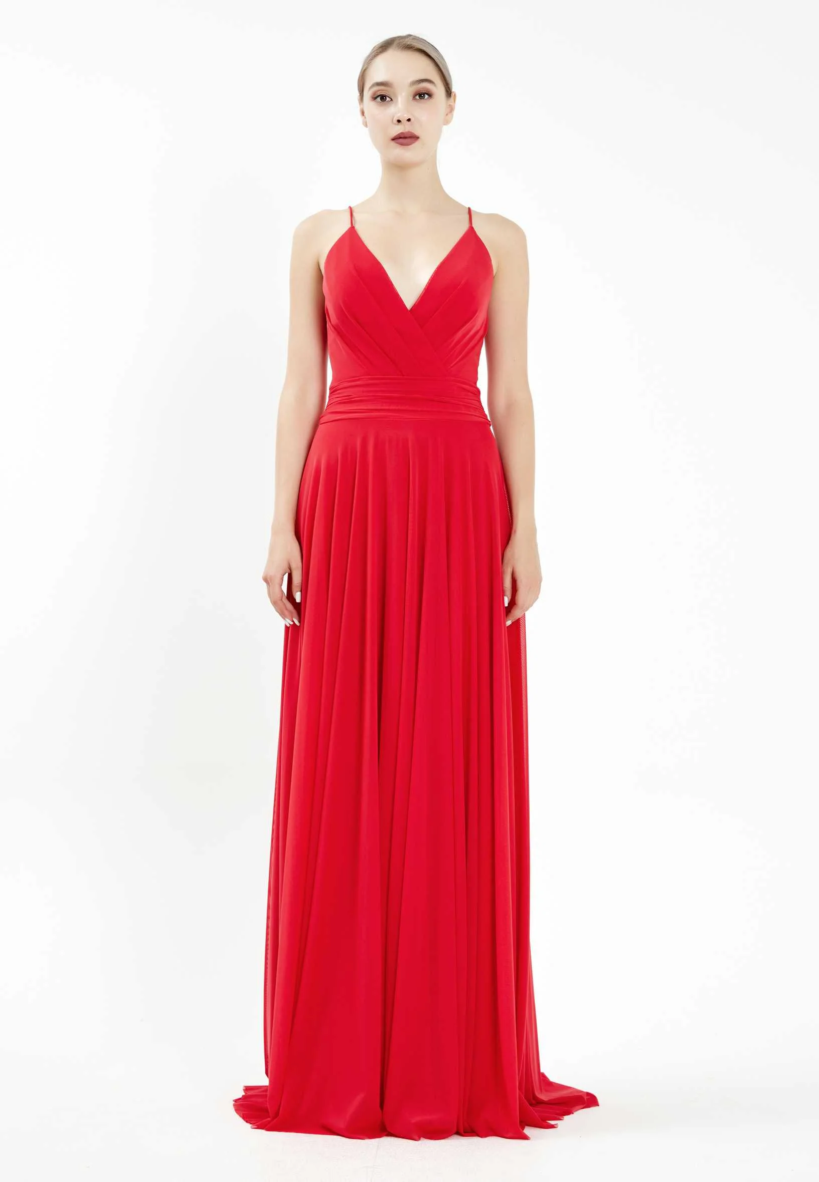 Sleeveless Maxi Chiffon Column Regular Wedding Guest Dress srf7715 - Image 13