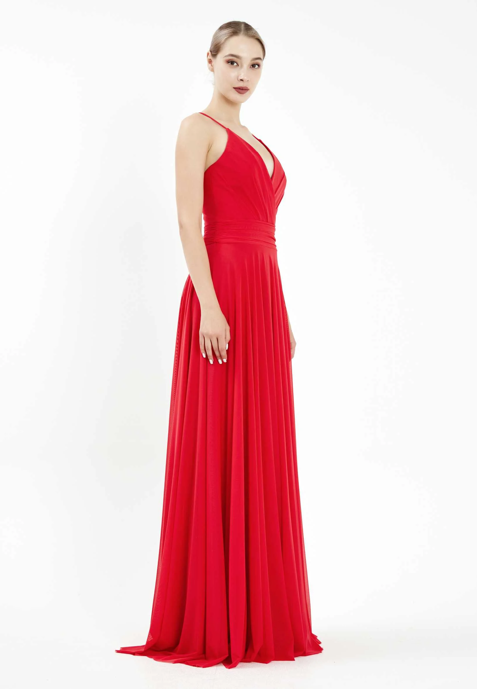Sleeveless Maxi Chiffon Column Regular Wedding Guest Dress srf7715 - Image 15
