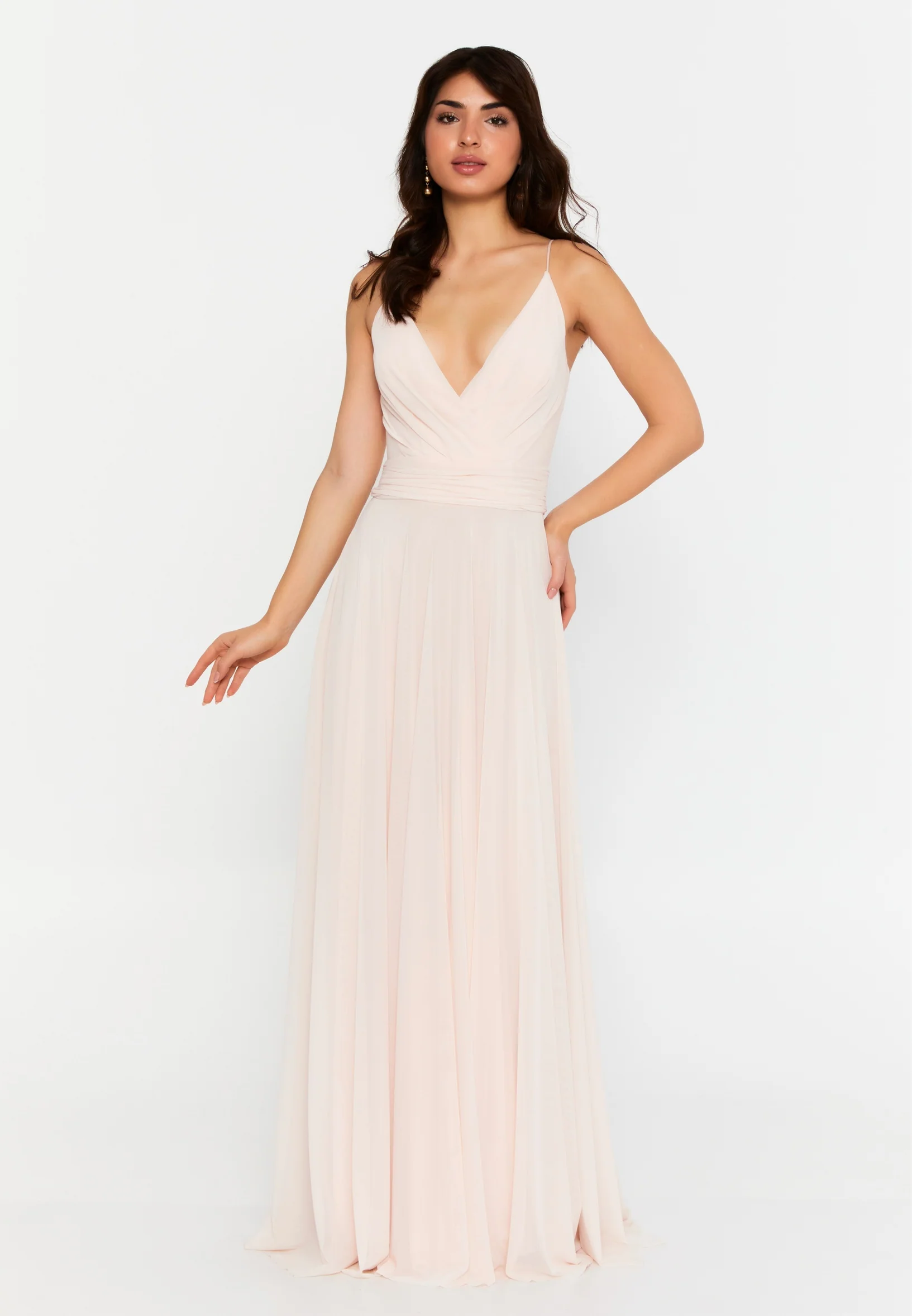 Sleeveless Maxi Chiffon Column Regular Wedding Guest Dress srf7715 - Image 5