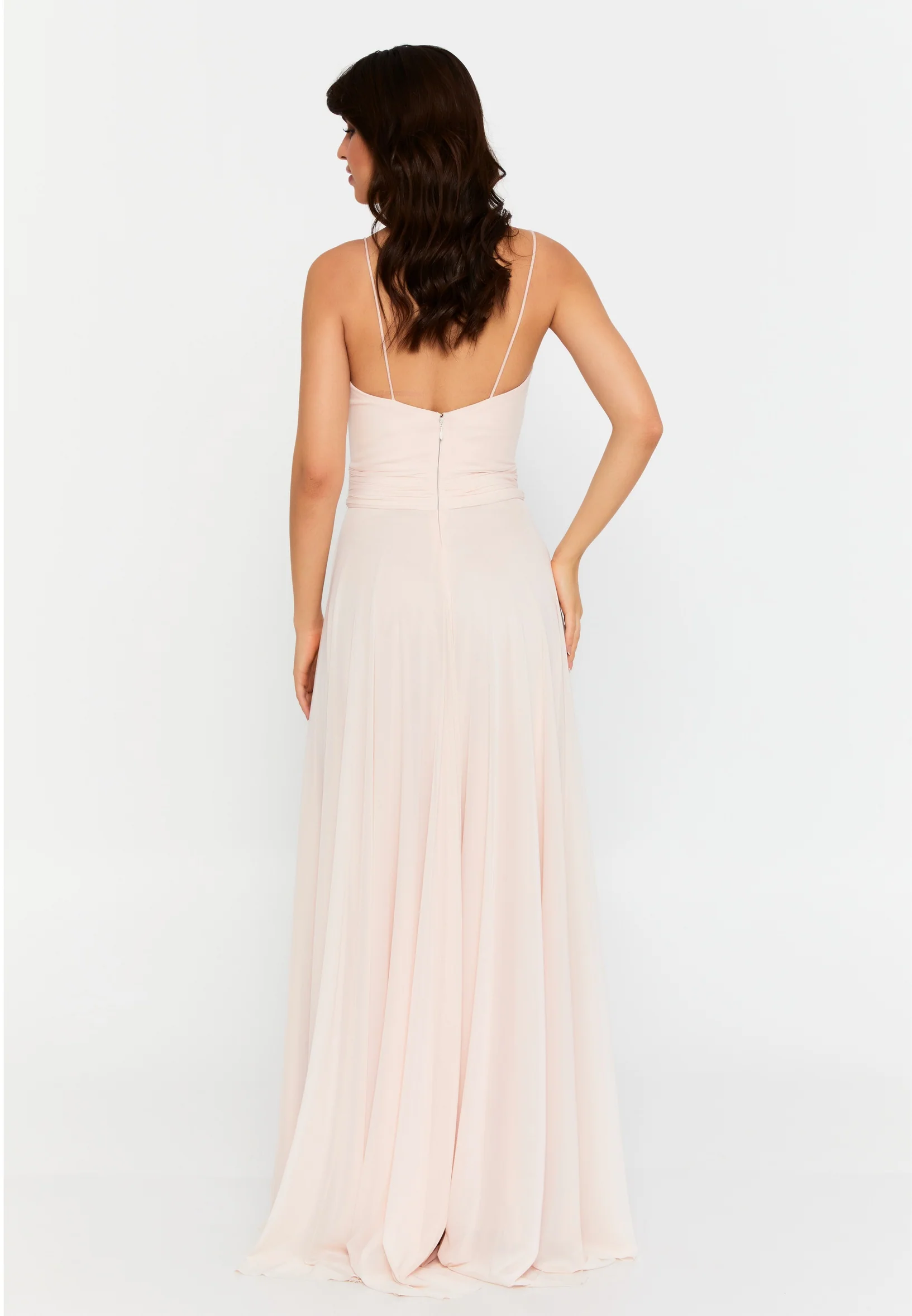 Sleeveless Maxi Chiffon Column Regular Wedding Guest Dress srf7715 - Image 6