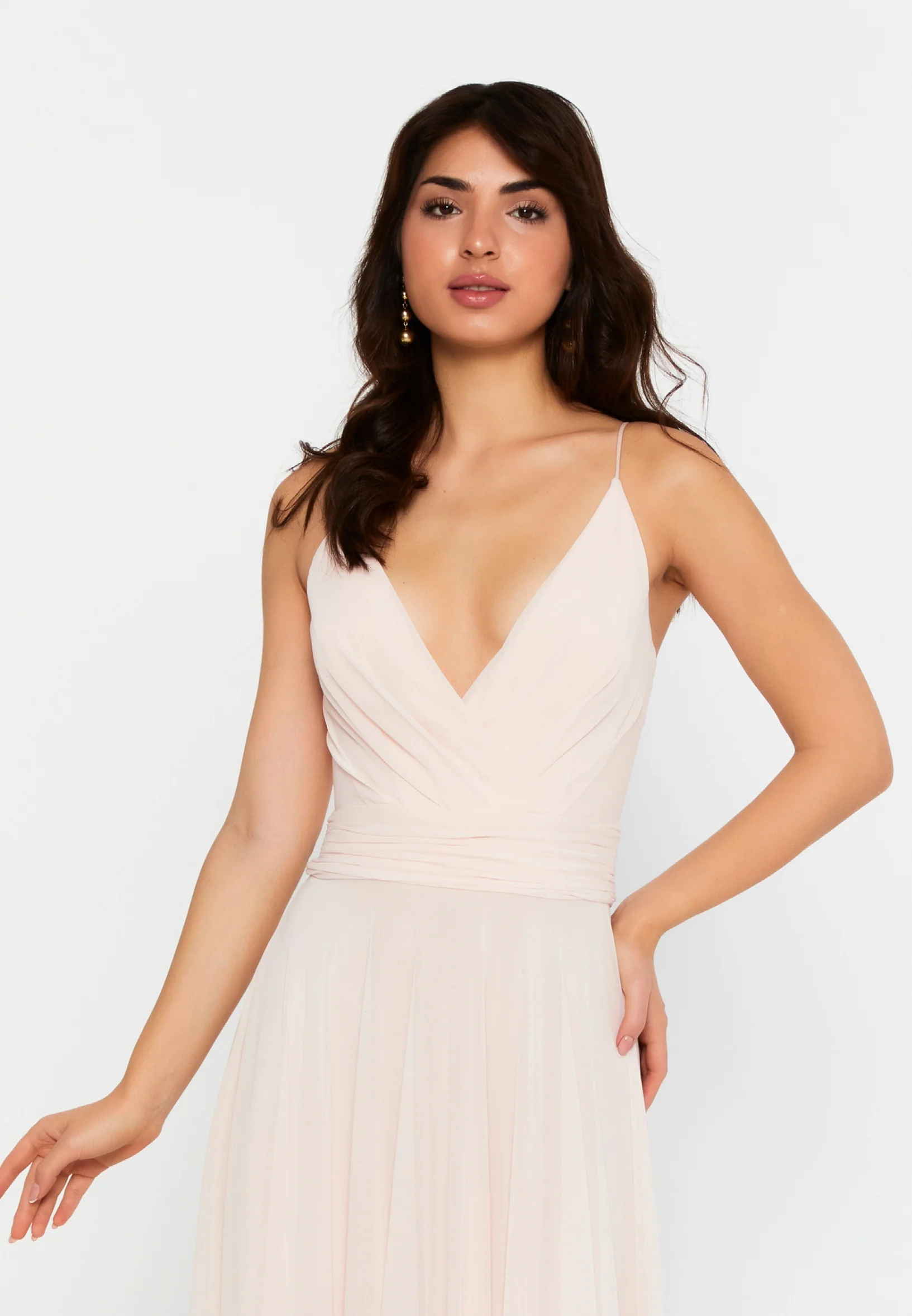 Sleeveless Maxi Chiffon Column Regular Wedding Guest Dress srf7715 - Image 8