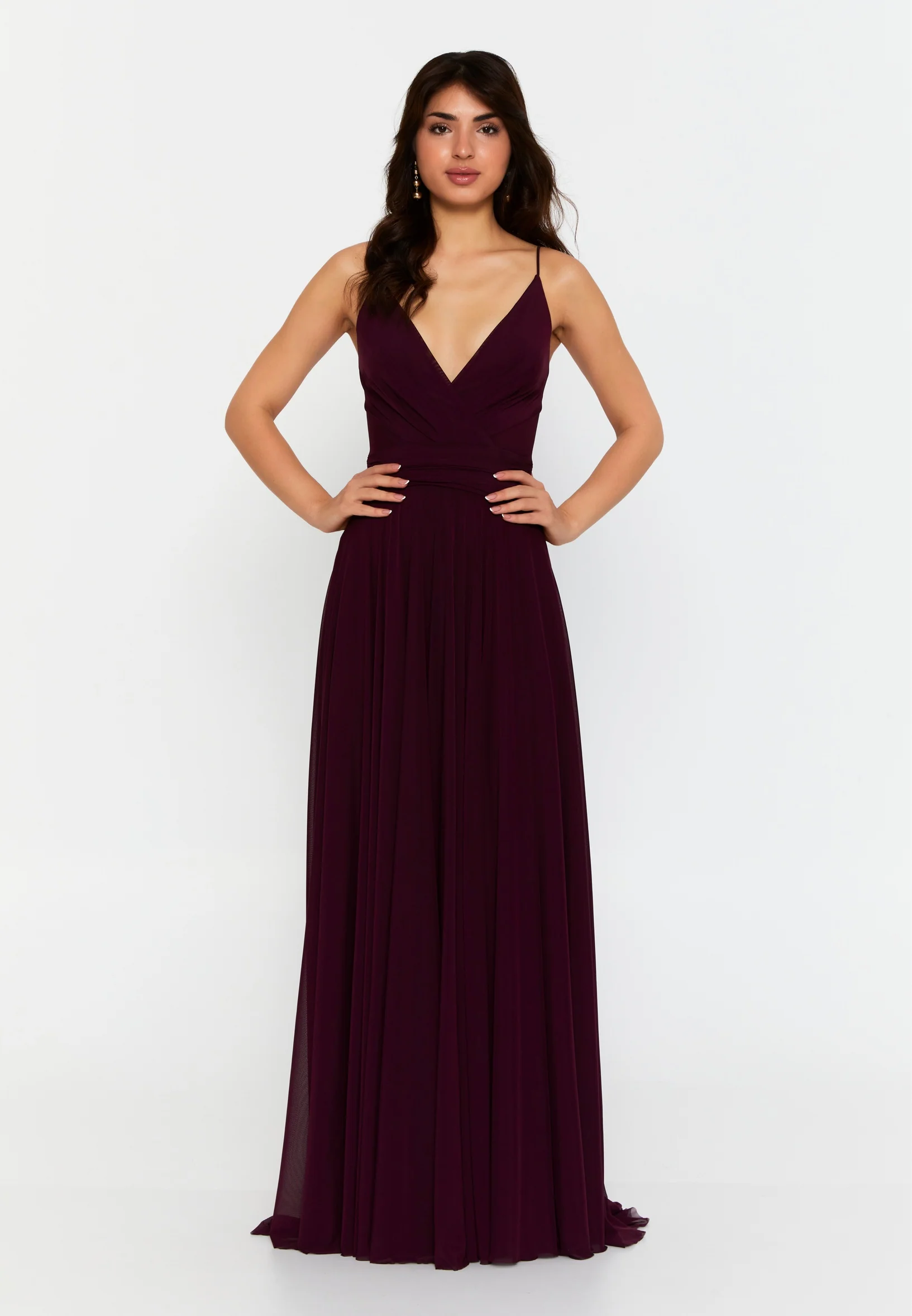 Sleeveless Maxi Chiffon Column Regular Wedding Guest Dress srf7715 - Image 9