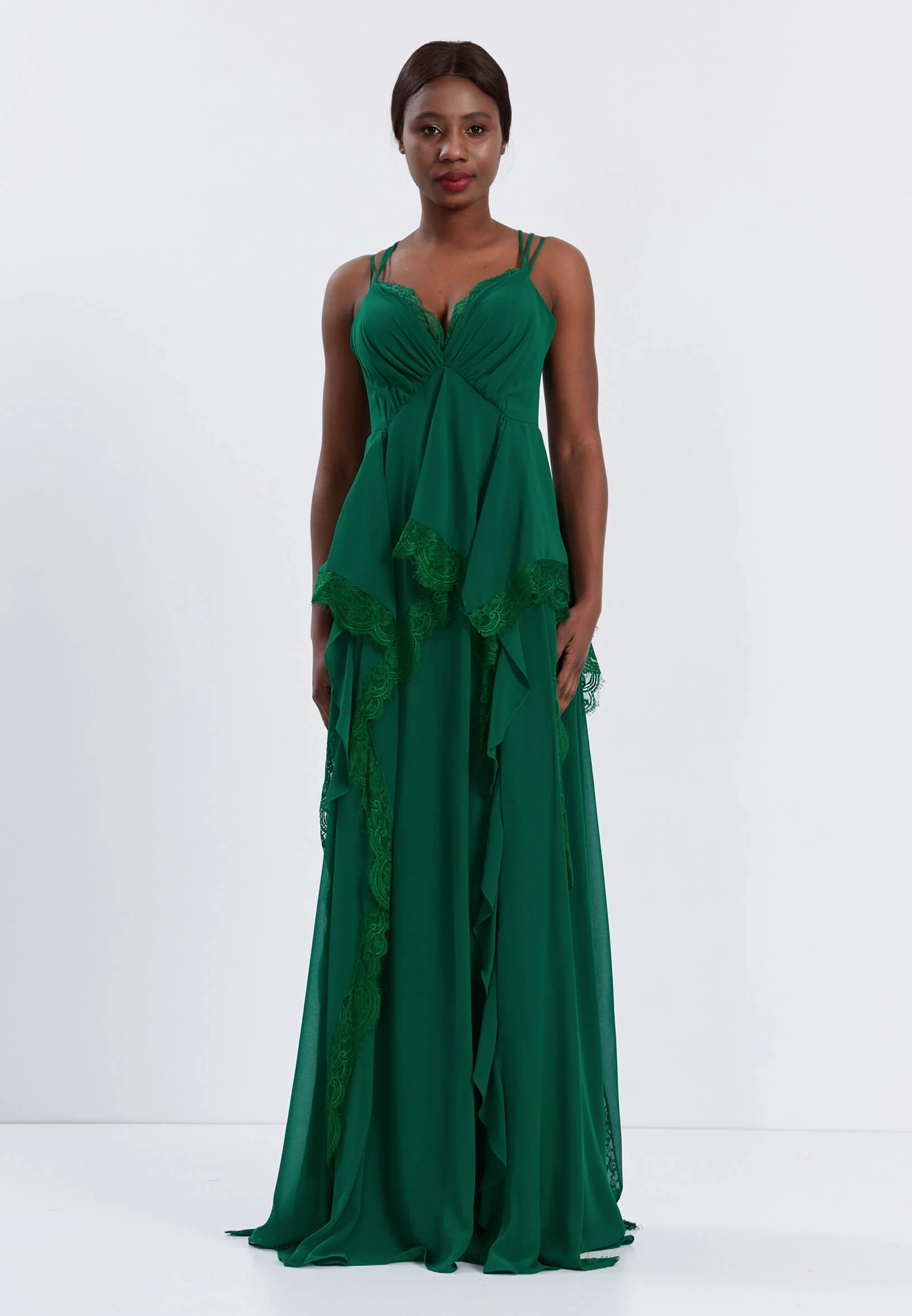 Sleeveless Maxi Chiffon Column Regular Wedding Guest Dress stn4776