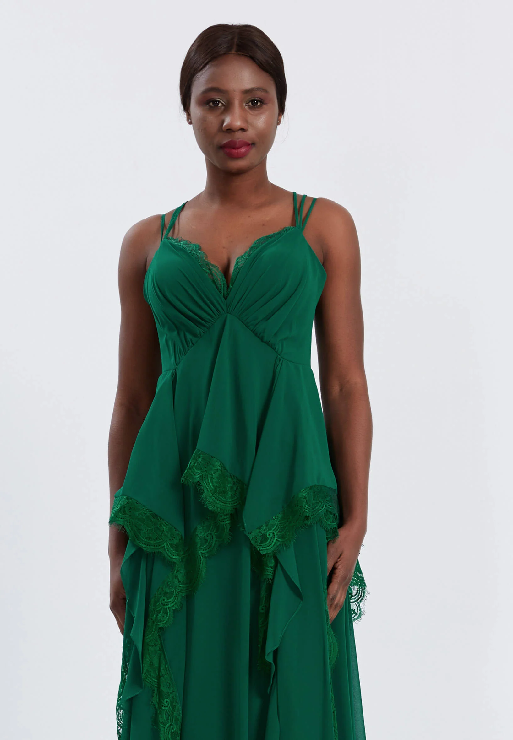 Sleeveless Maxi Chiffon Column Regular Wedding Guest Dress stn4776 - Image 4