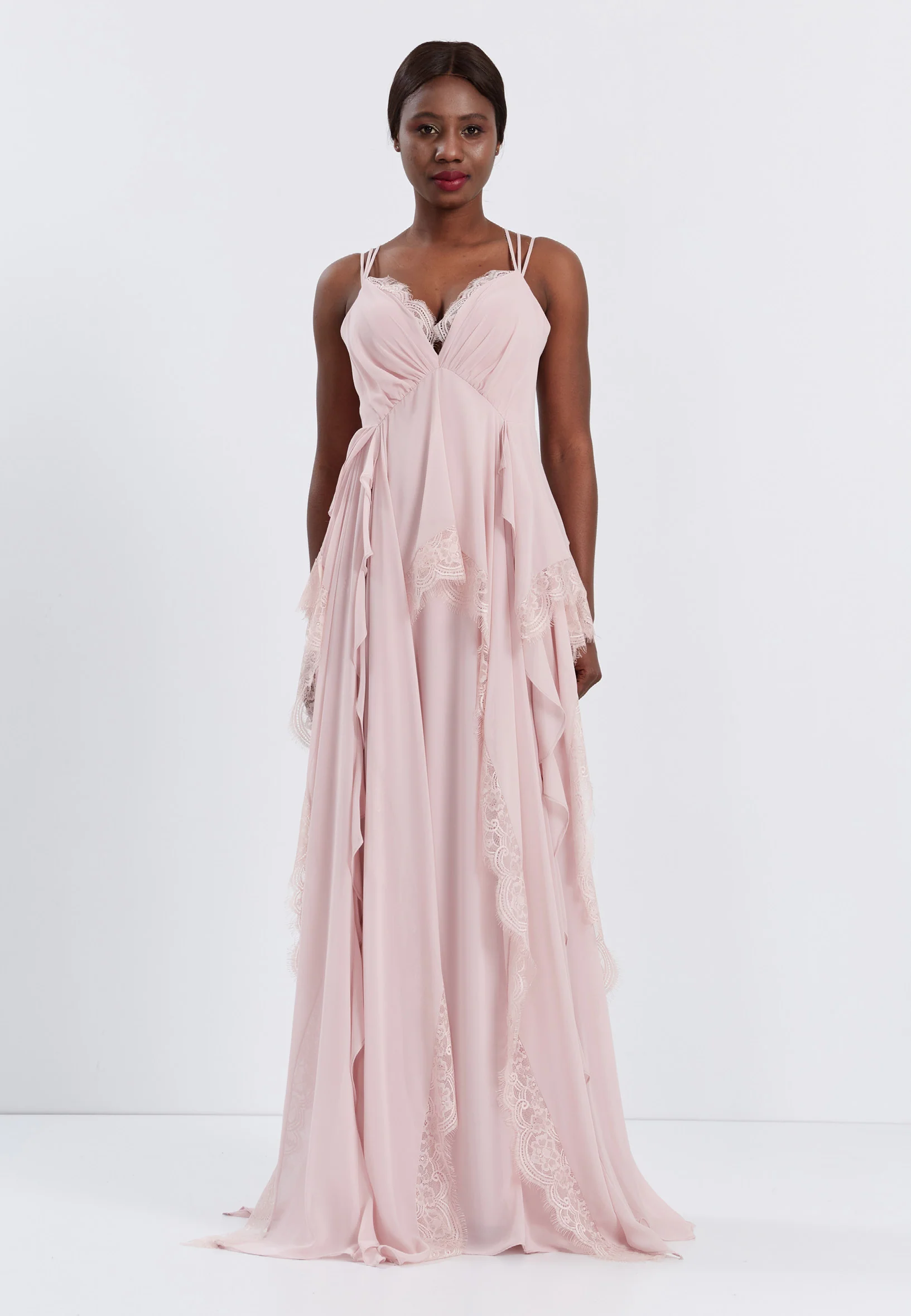 Sleeveless Maxi Chiffon Column Regular Wedding Guest Dress stn4776 - Image 5