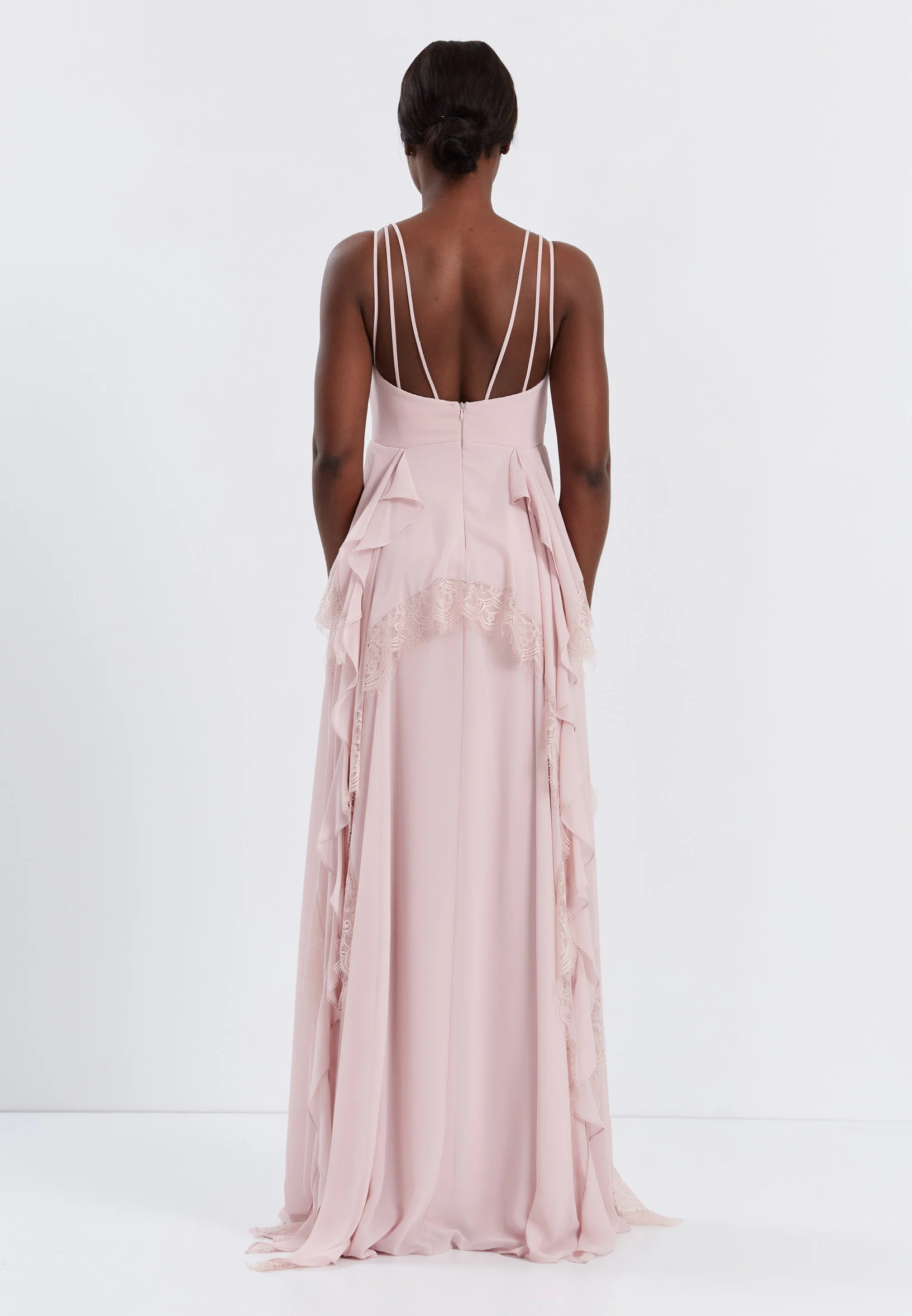 Sleeveless Maxi Chiffon Column Regular Wedding Guest Dress stn4776 - Image 6