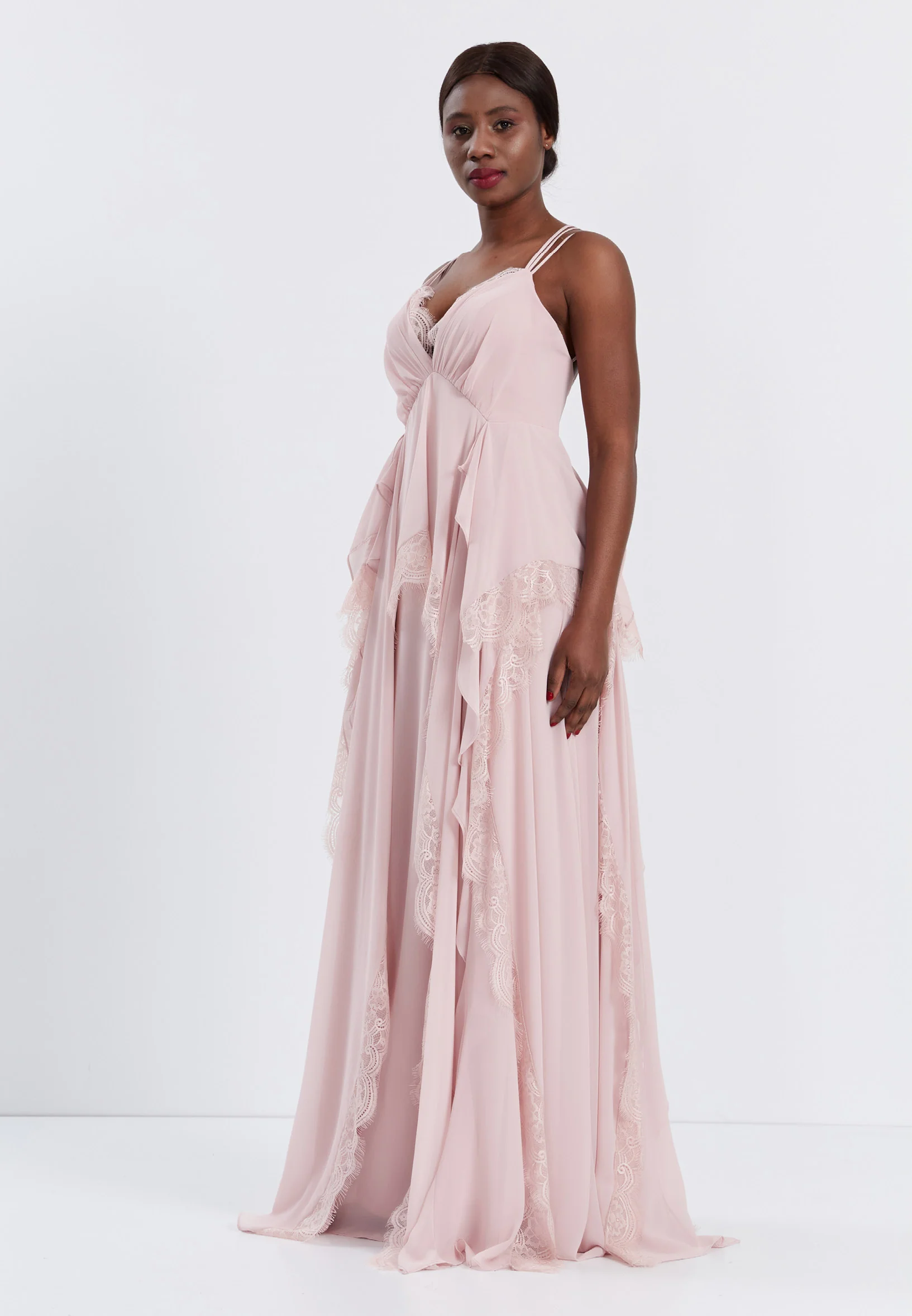 Sleeveless Maxi Chiffon Column Regular Wedding Guest Dress stn4776 - Image 7