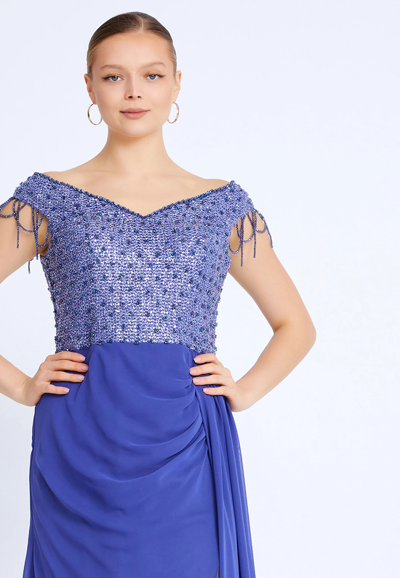 Sleeveless Maxi Chiffon Mermaid Plus Size Wedding Guest Dress aln01806 - Image 12
