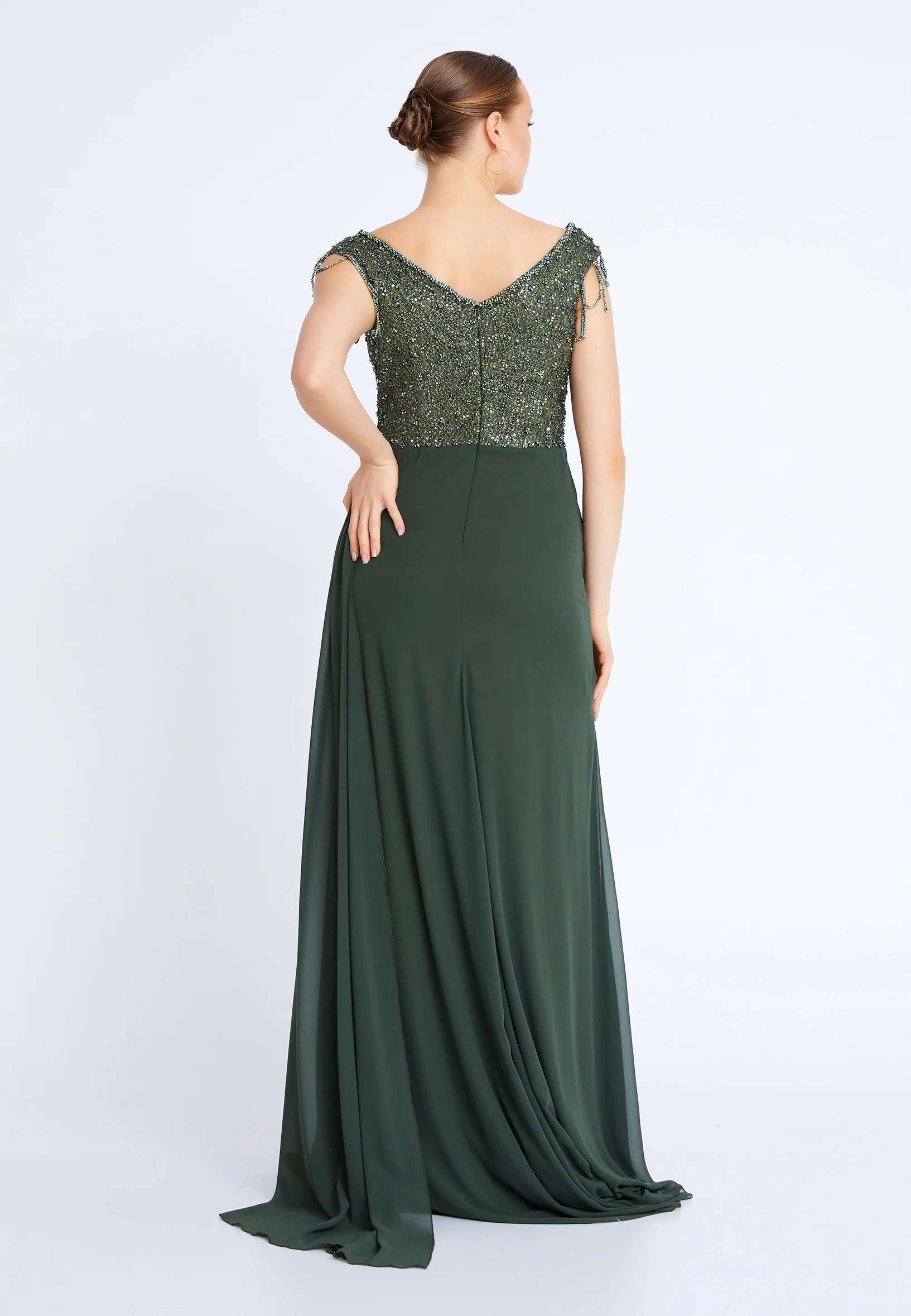Sleeveless Maxi Chiffon Mermaid Plus Size Wedding Guest Dress aln01806 - Image 14