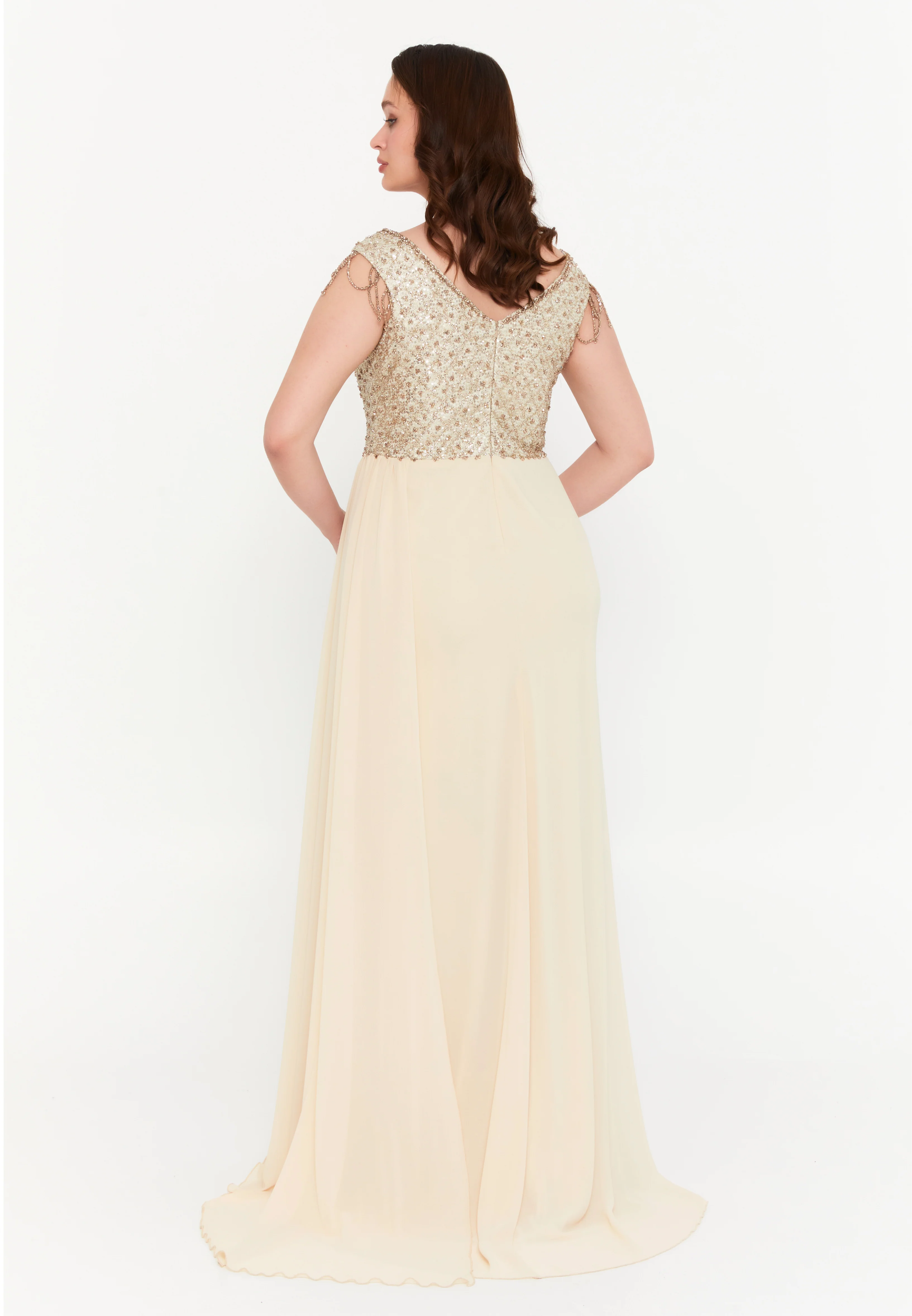 Sleeveless Maxi Chiffon Mermaid Plus Size Wedding Guest Dress aln01806 - Image 18