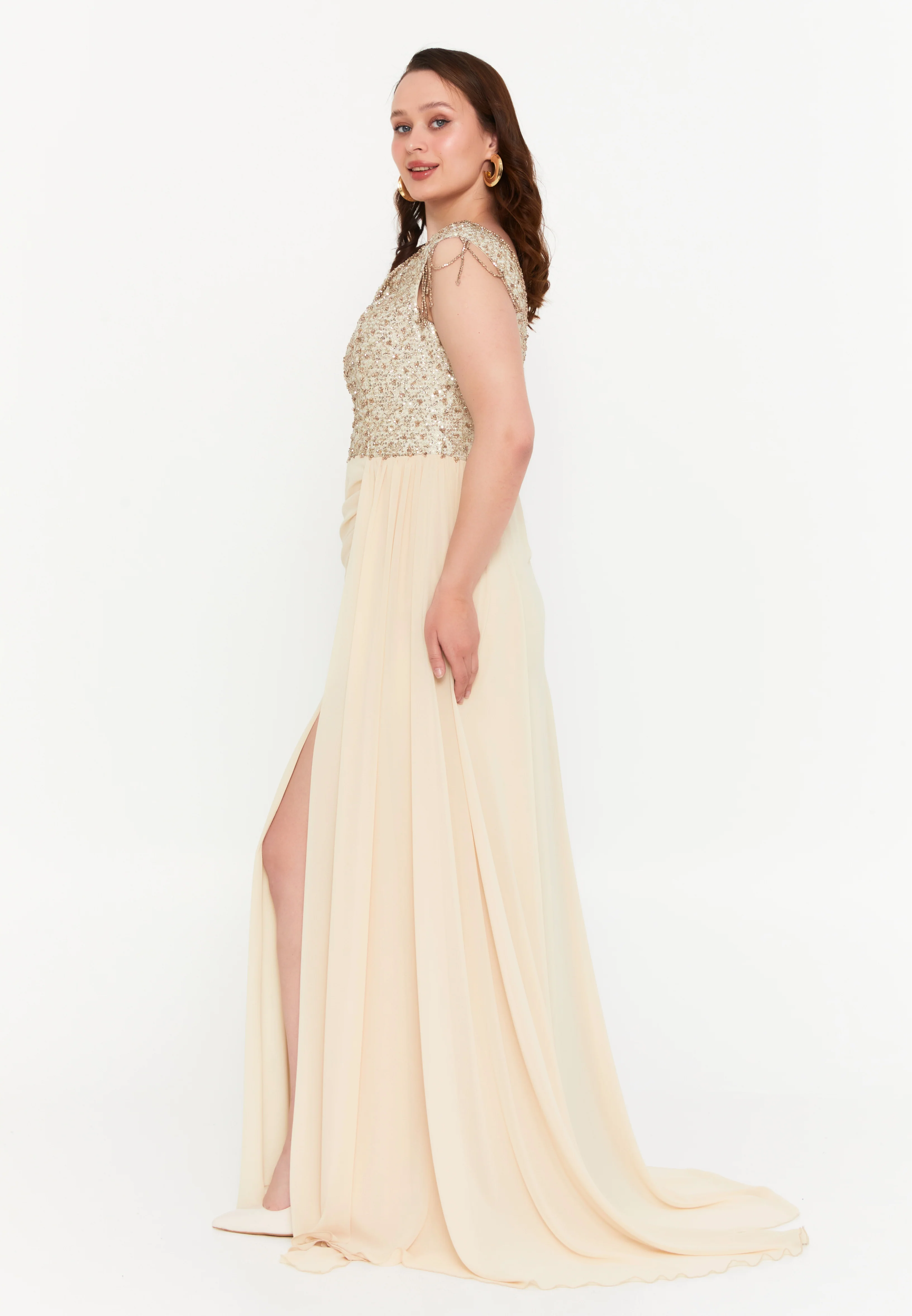 Sleeveless Maxi Chiffon Mermaid Plus Size Wedding Guest Dress aln01806 - Image 20