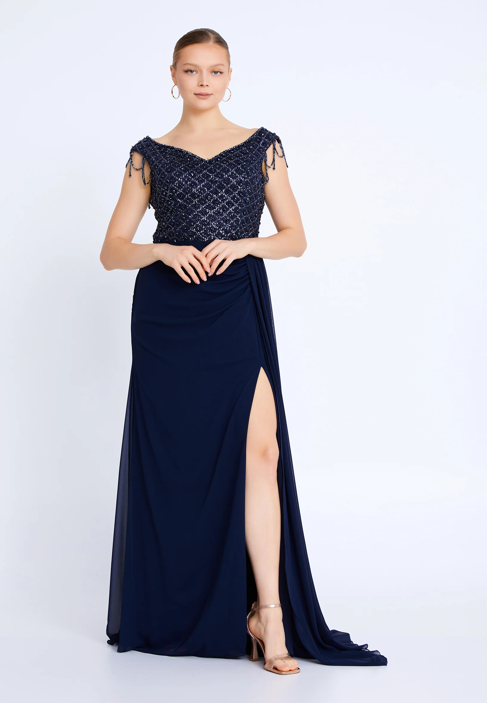 Sleeveless Maxi Chiffon Mermaid Plus Size Wedding Guest Dress aln01806 - Image 22