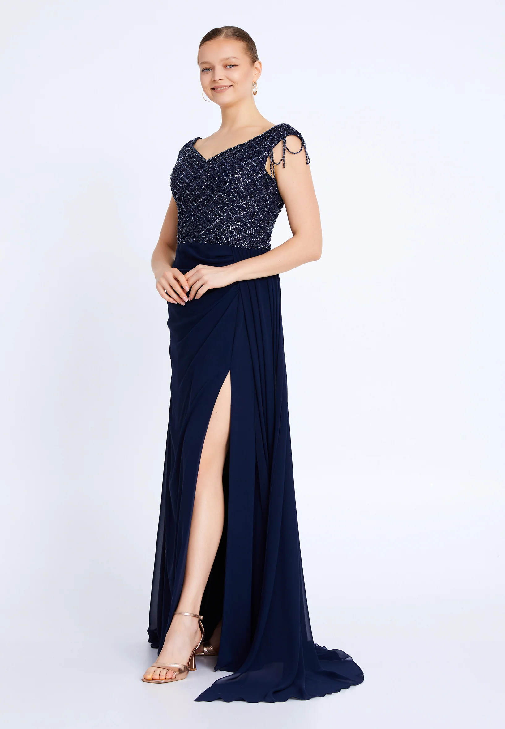Sleeveless Maxi Chiffon Mermaid Plus Size Wedding Guest Dress aln01806 - Image 23